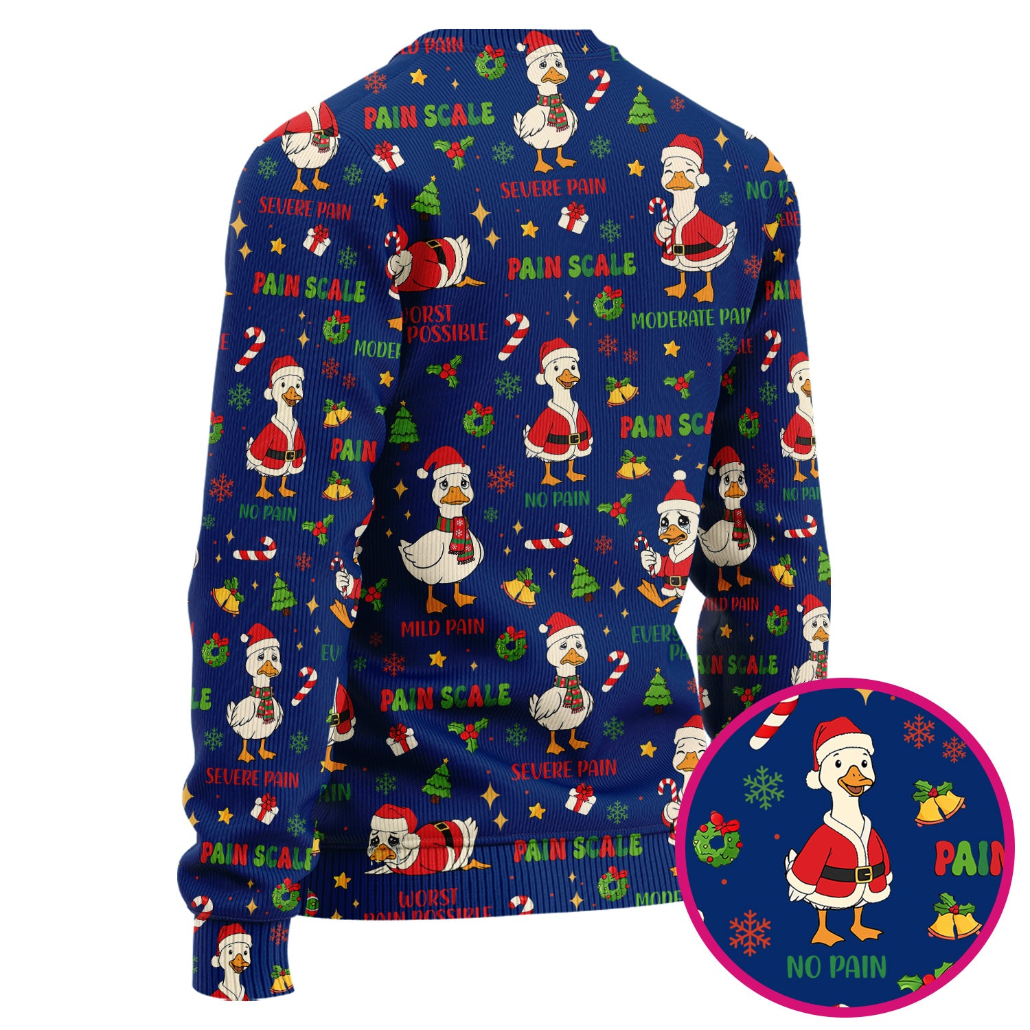 Funny Goose Christmas Scrub Set - Pain Scale Scrubs Pants and V Neck Top - Cute Holiday Medical Uniform for Women