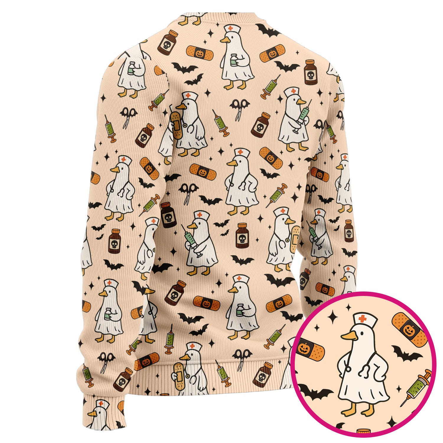 Goose Halloween Nurse Scrub Set - Quirky Duck Medical Pattern - Funny Spooky Nursing Outfit Gift for Women RN LPN CNA