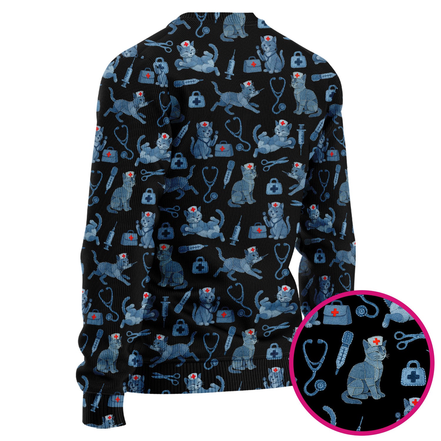 Cute Cat Scrubs for Women - Funny Kitty Pattern Scrub Top & Pants - Playful Nurse Scrubs with Charming Cat Print for Healthcare Workers