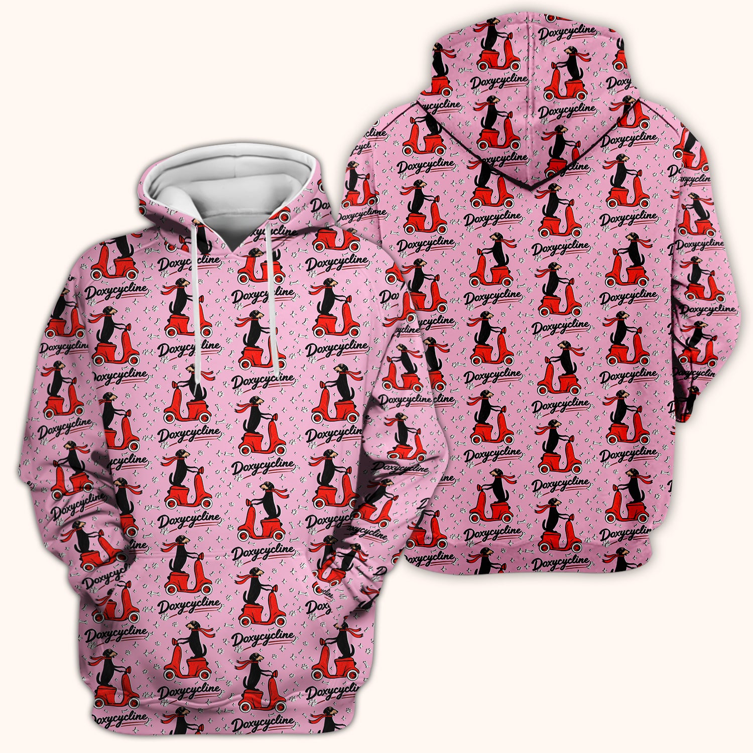 Funny Dachshund Riding Scooter Doxycycline Print Scrub Top ,Comfortable Scrubs for Nurses
