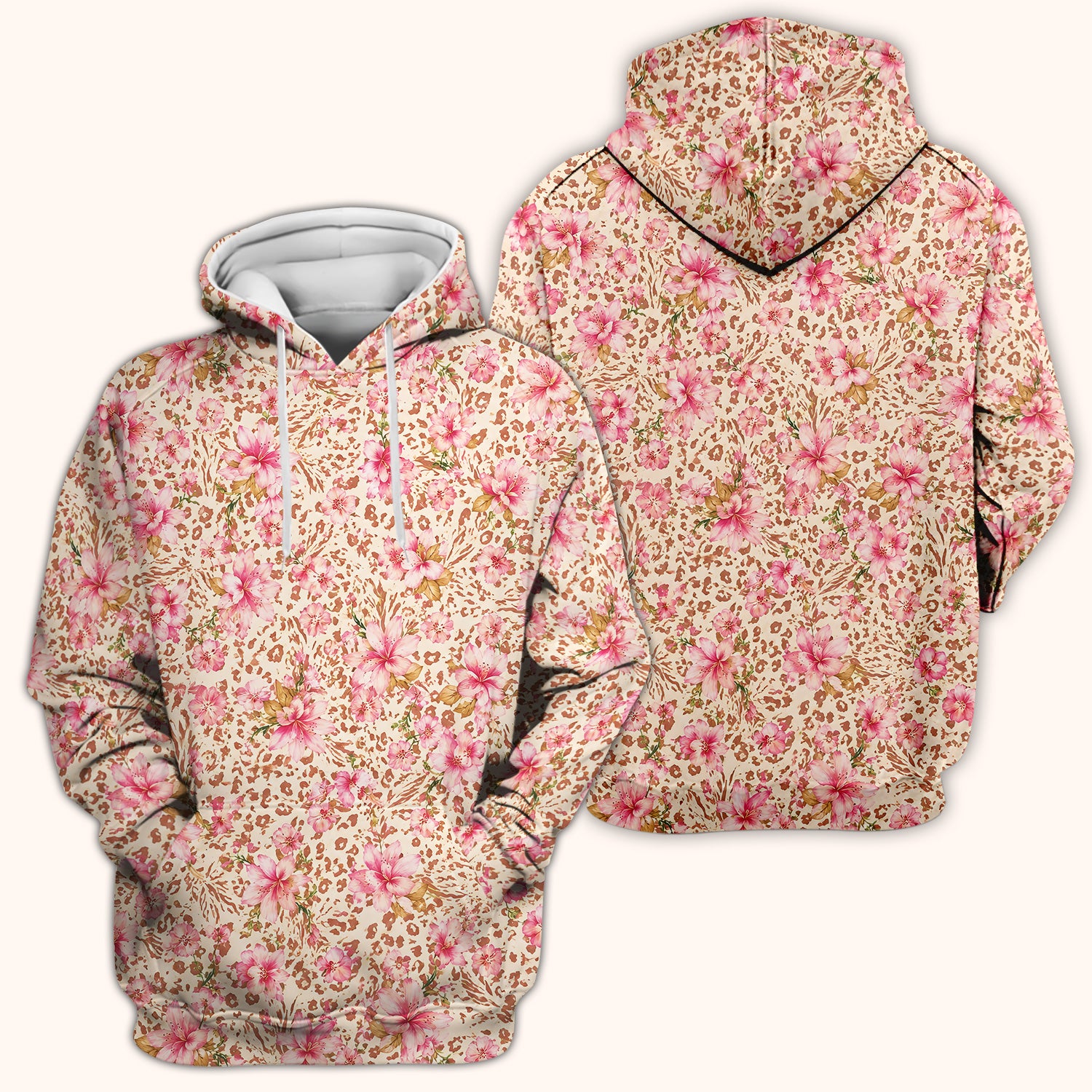 Pink Floral Leopard Print Pattern Scrub Top, Comfortable Scrubs for Nurses
