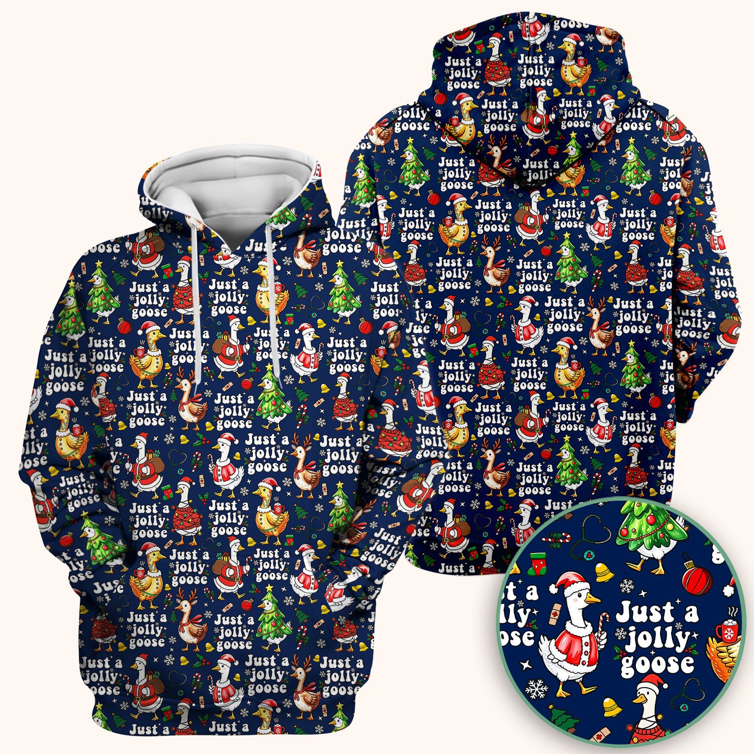 Just a Jolly Goose Funny Christmas Scrub Top - Holiday Medical Uniform for Nurse - Santa Goose Shirt Gift for Women