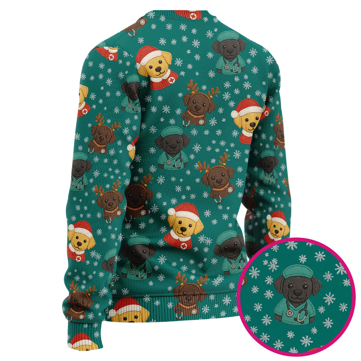 Christmas Dog Pattern Ugly Sweater, Cute Puppy Nurse Sweater, Holiday Nursing Uniform