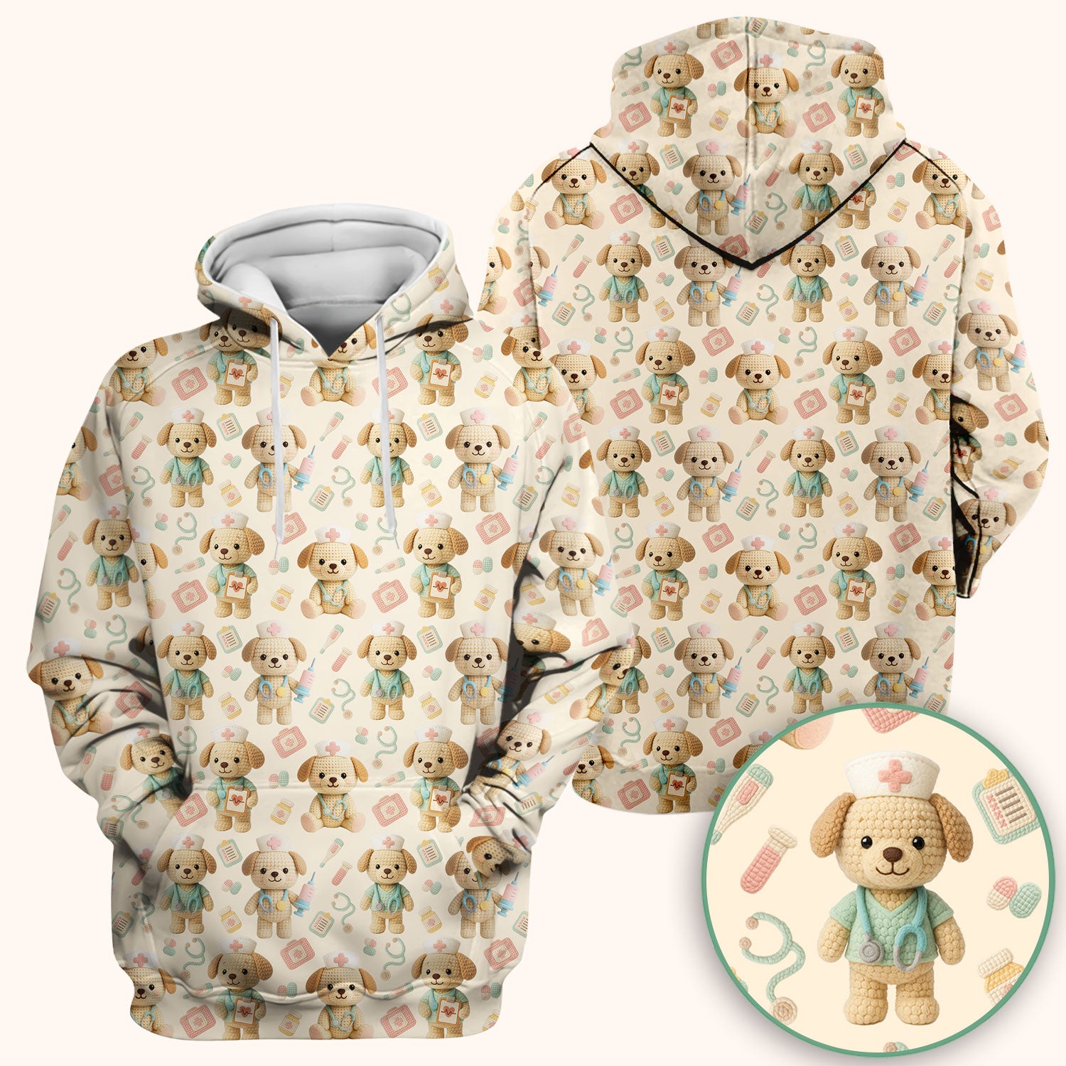 Cute Labrador Scrub Top for Nurse - Pastel Crochet Dog Medical Scrubs - Adorable Puppy Med Uniform Gift for Women