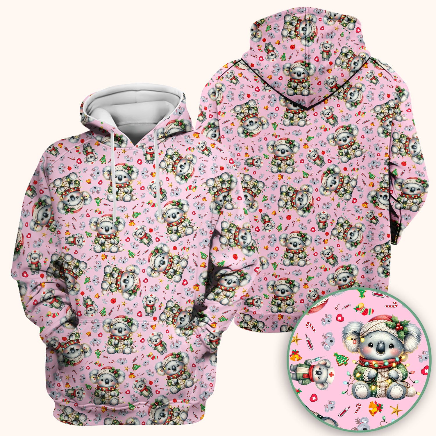 Aussie Koala Nurse Scrub Top - Cute Christmas Medical Uniform - Funny Holiday Animal Scrubs for Women