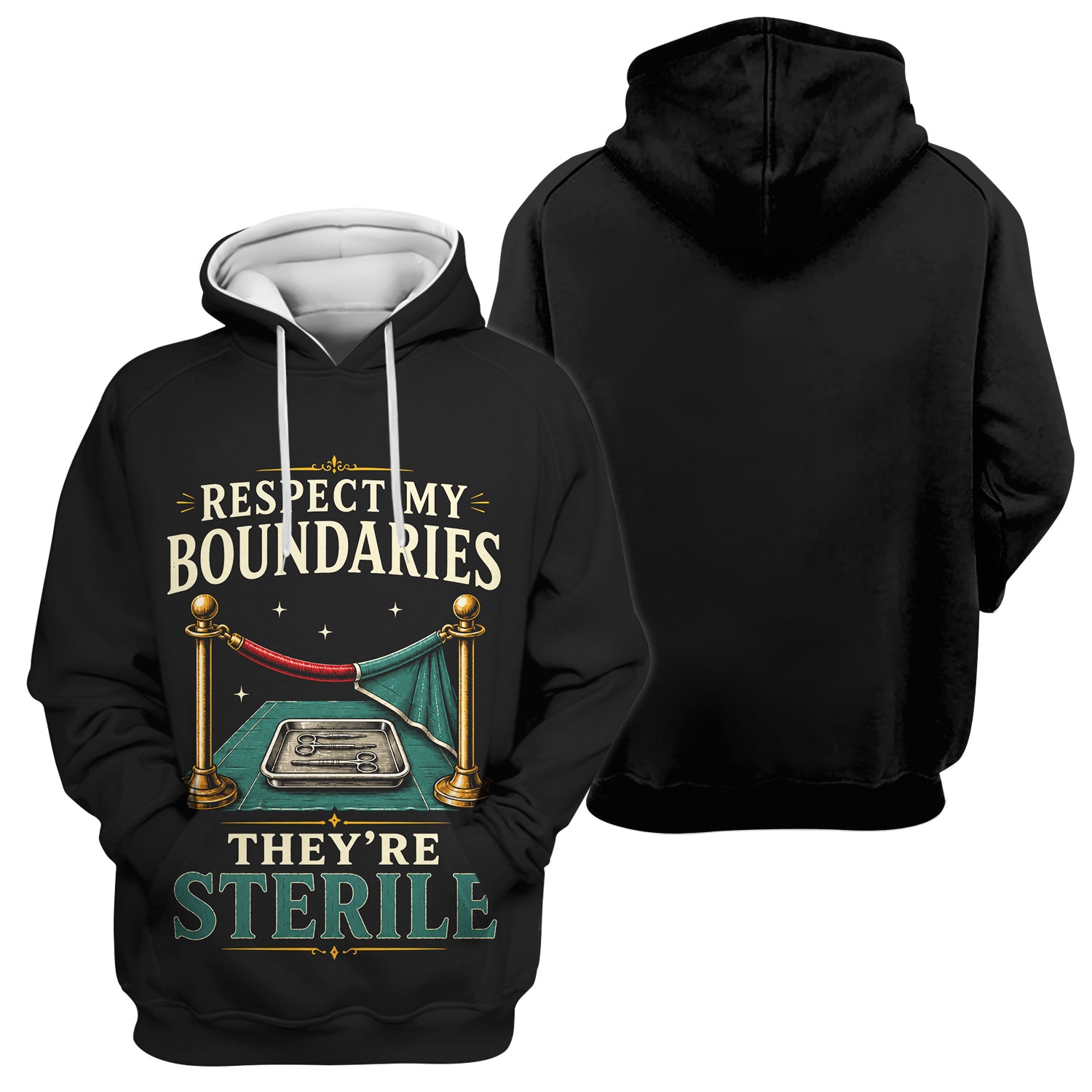 Funny Respect My Sterile Boundaries Pattern Scrub Top, Comfortable Scrubs for Nurses