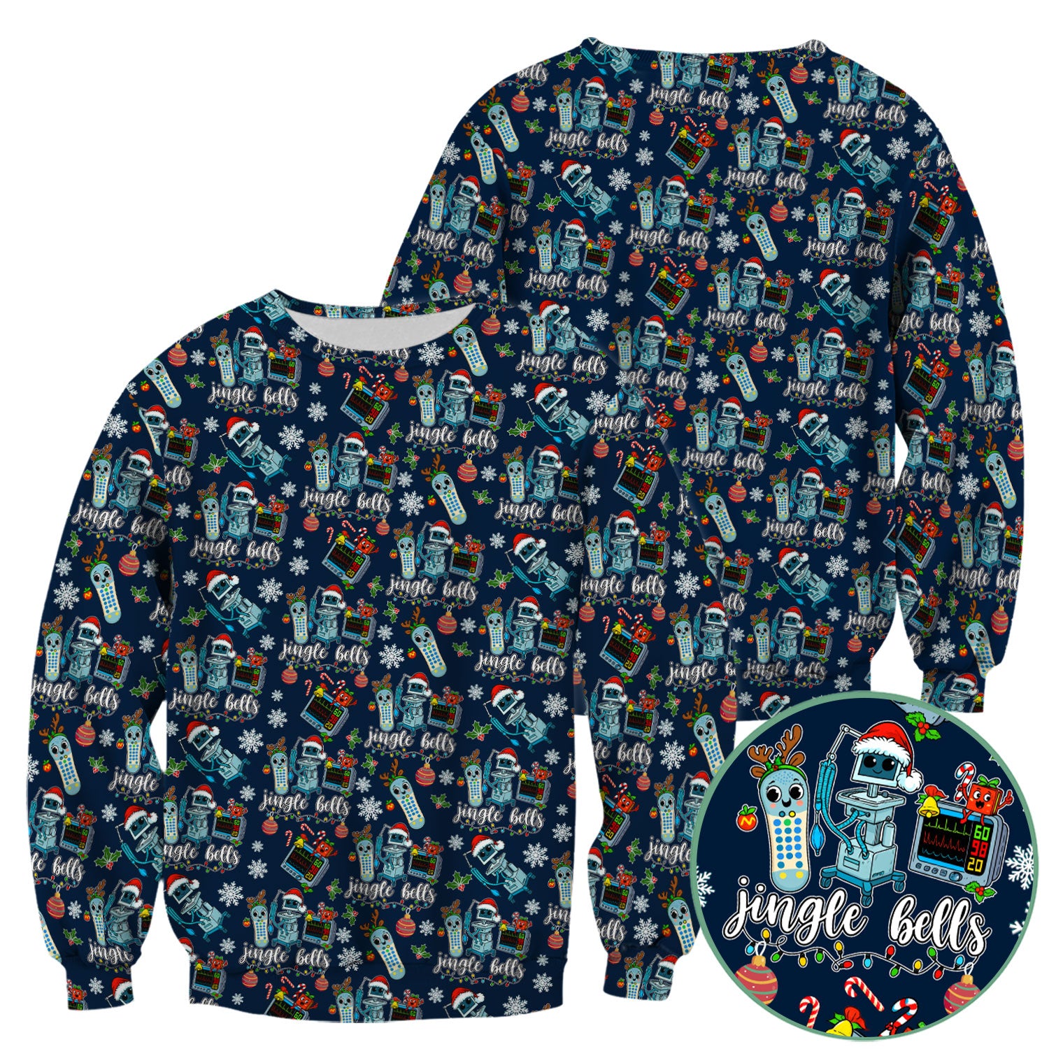 Jingle Bells Christmas Scrub Top - Funny Xmas Scrubs for Nurses - Breathable Fabrics Nursing Uniform for RN CNA LPN