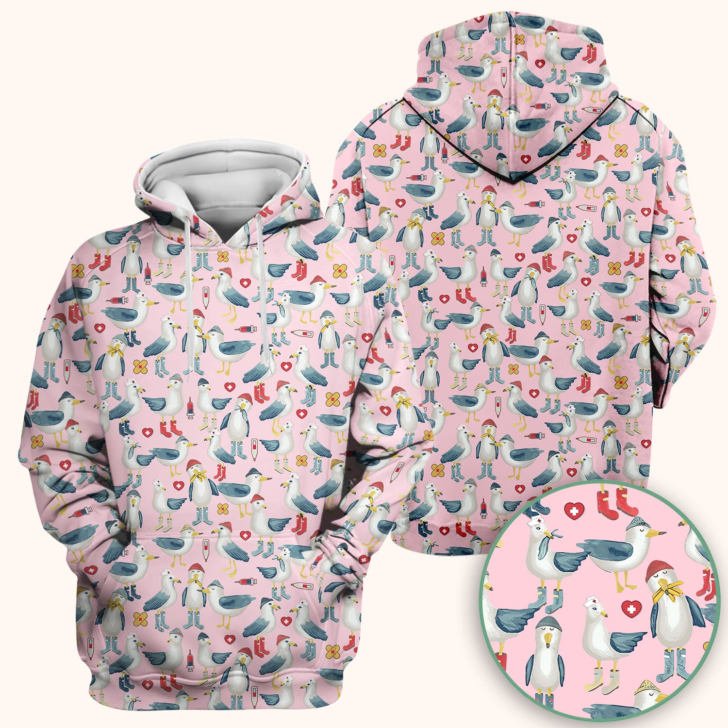 Seagull Scrub Top for Nurses - Adorable Birds Medical Uniform - Funny Shirt for RN CNA LPN