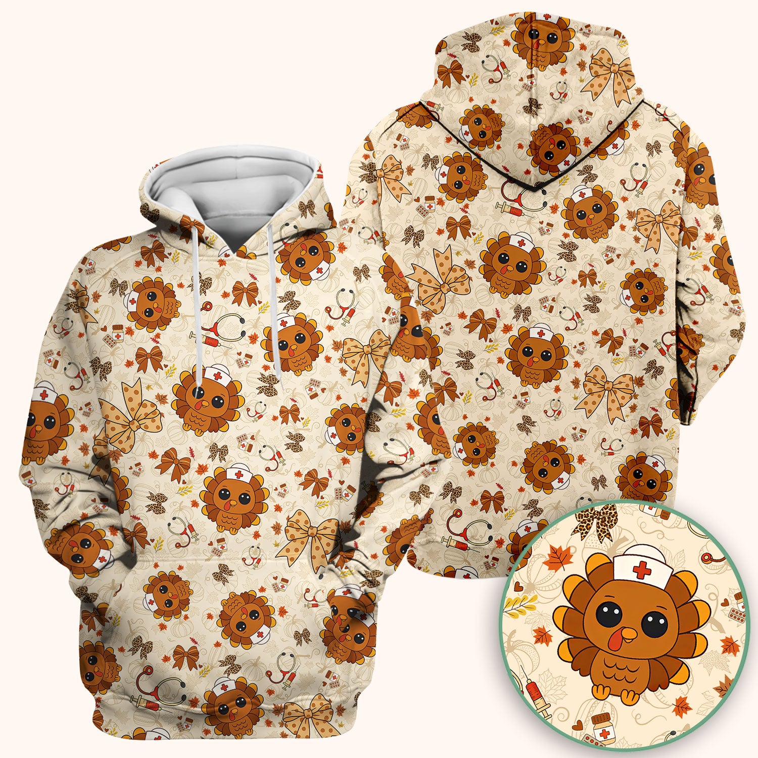 Thanksgiving Turkey Scrub for Nurses - Breathable Fabrics Nursing Uniform - Autumn Med Shirt Gift for Women