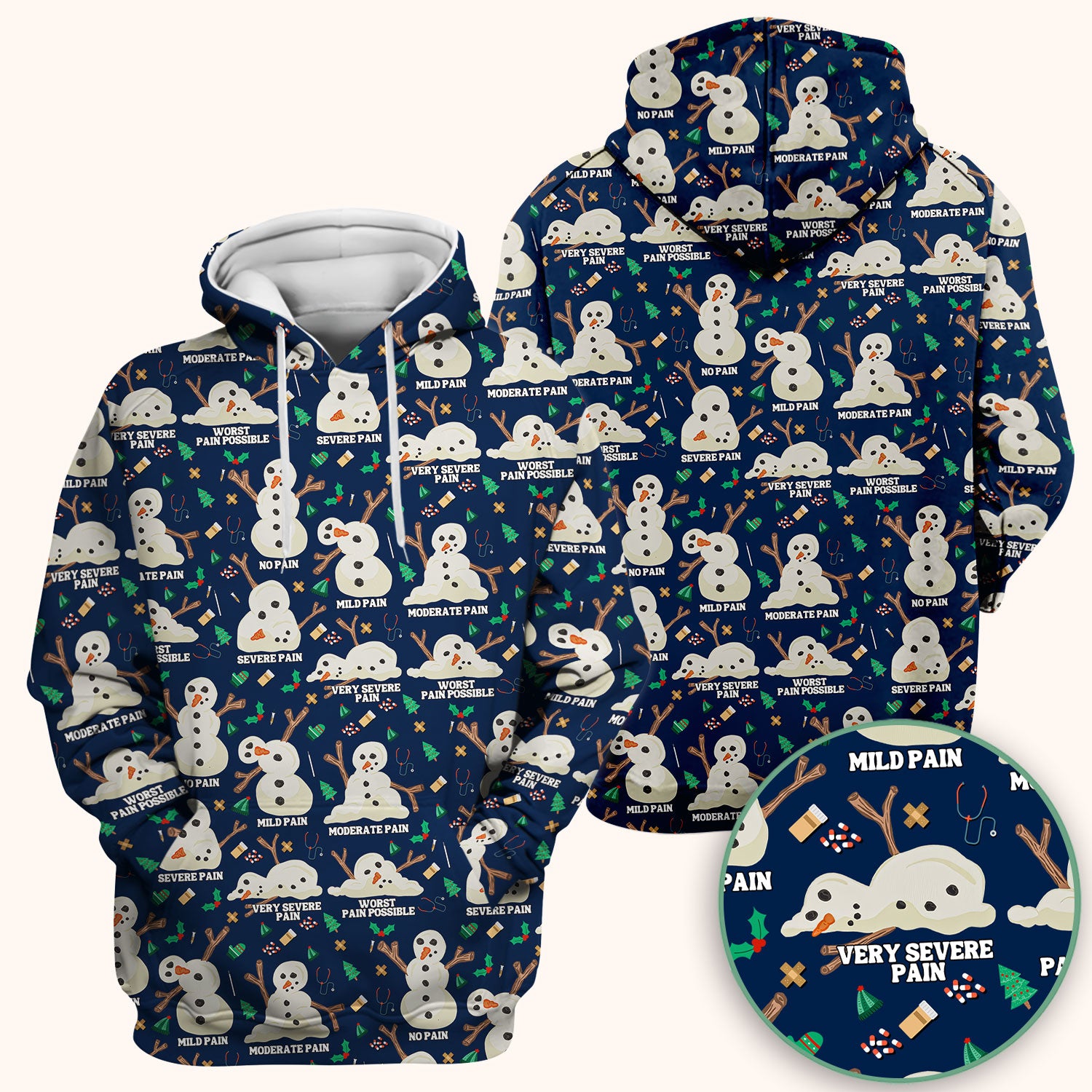 Funny Snowman Pain Scale Scrub Top for Nurse - Christmas Medical Shirt for Women RN LPN CNA - Cute Winter Nursing Uniform