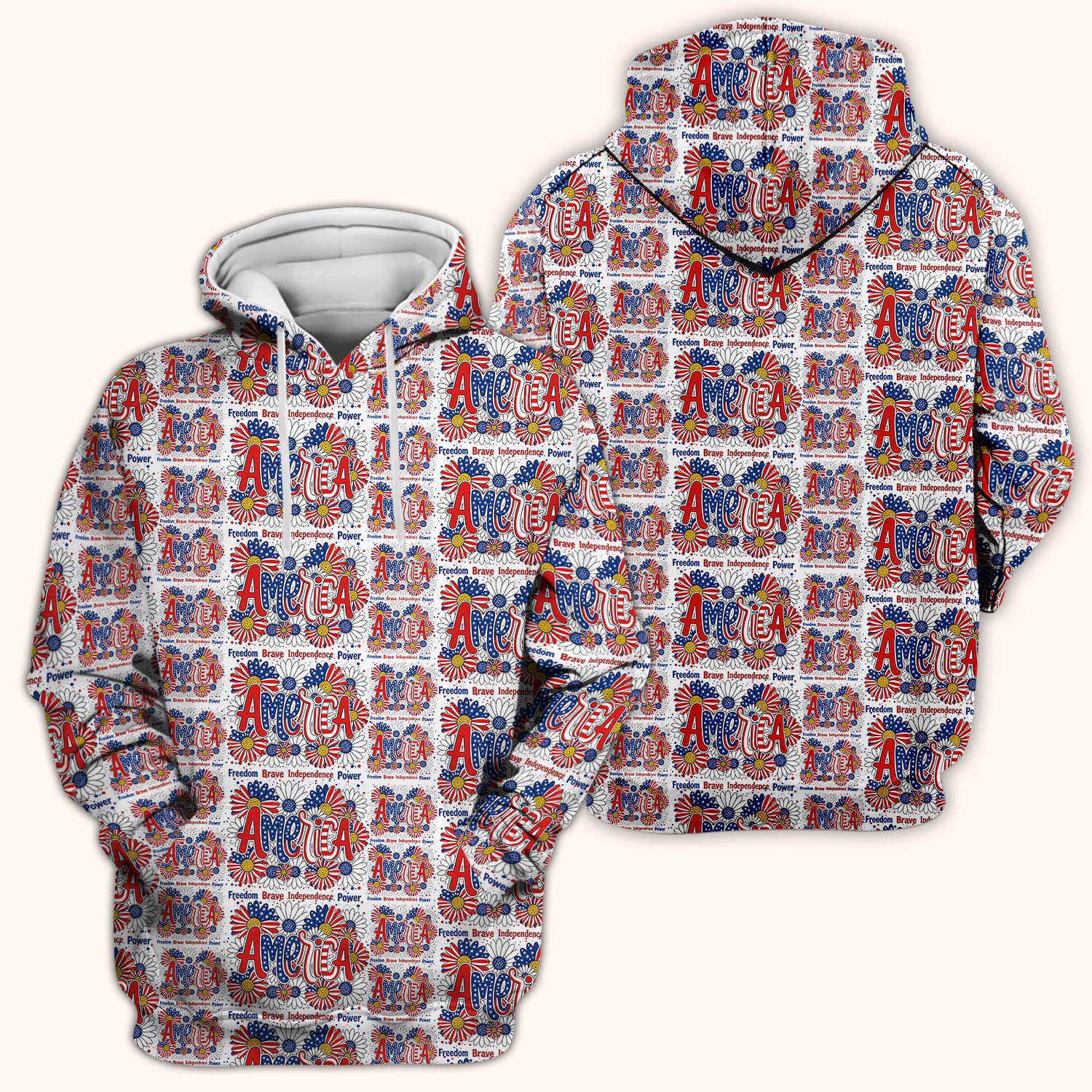 Patriotic America Floral Fireworks Pattern Scrub Top, Comfortable Scrubs for Nurses