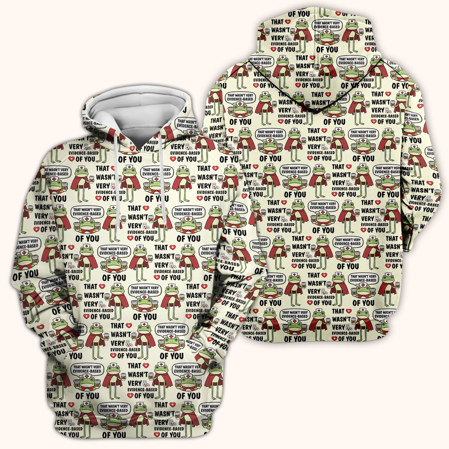 Funny Frog Nurse Quote Medical Pattern Scrub Top, Breathable Fabrics Nursing Uniform