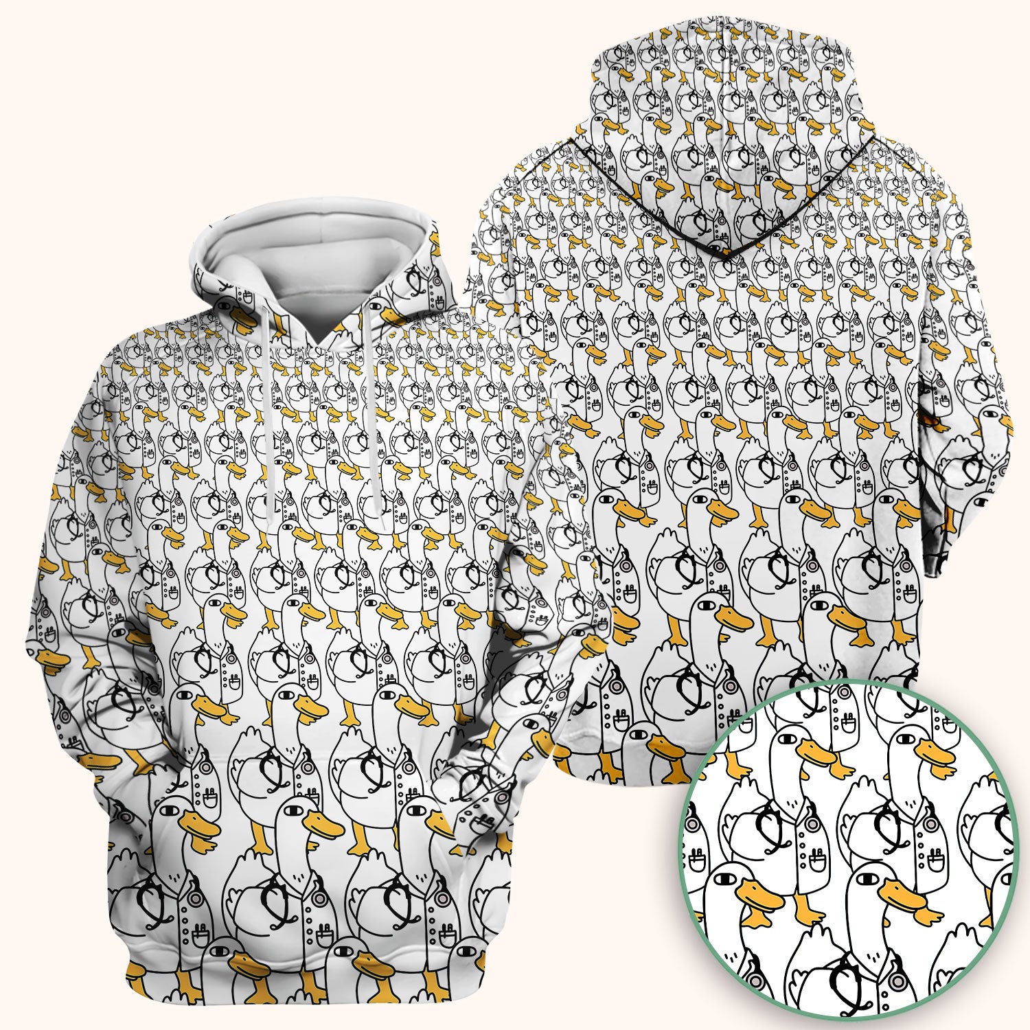 Funny Duck Scrub Top for Women - I'm a Doctor Shirt - Cute Duck In The Row - Breathable Fabrics Nursing Uniform