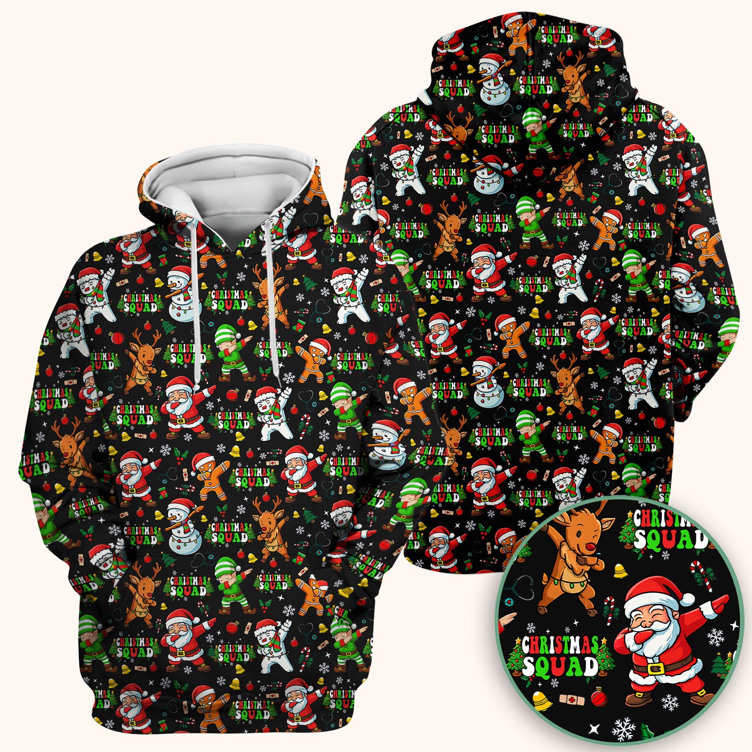 Christmas Squad Scrub Top - Funny Santa & Reindeer Shirt - Cute Holiday Medical Uniform for Nurses, Doctors & Vet Techs