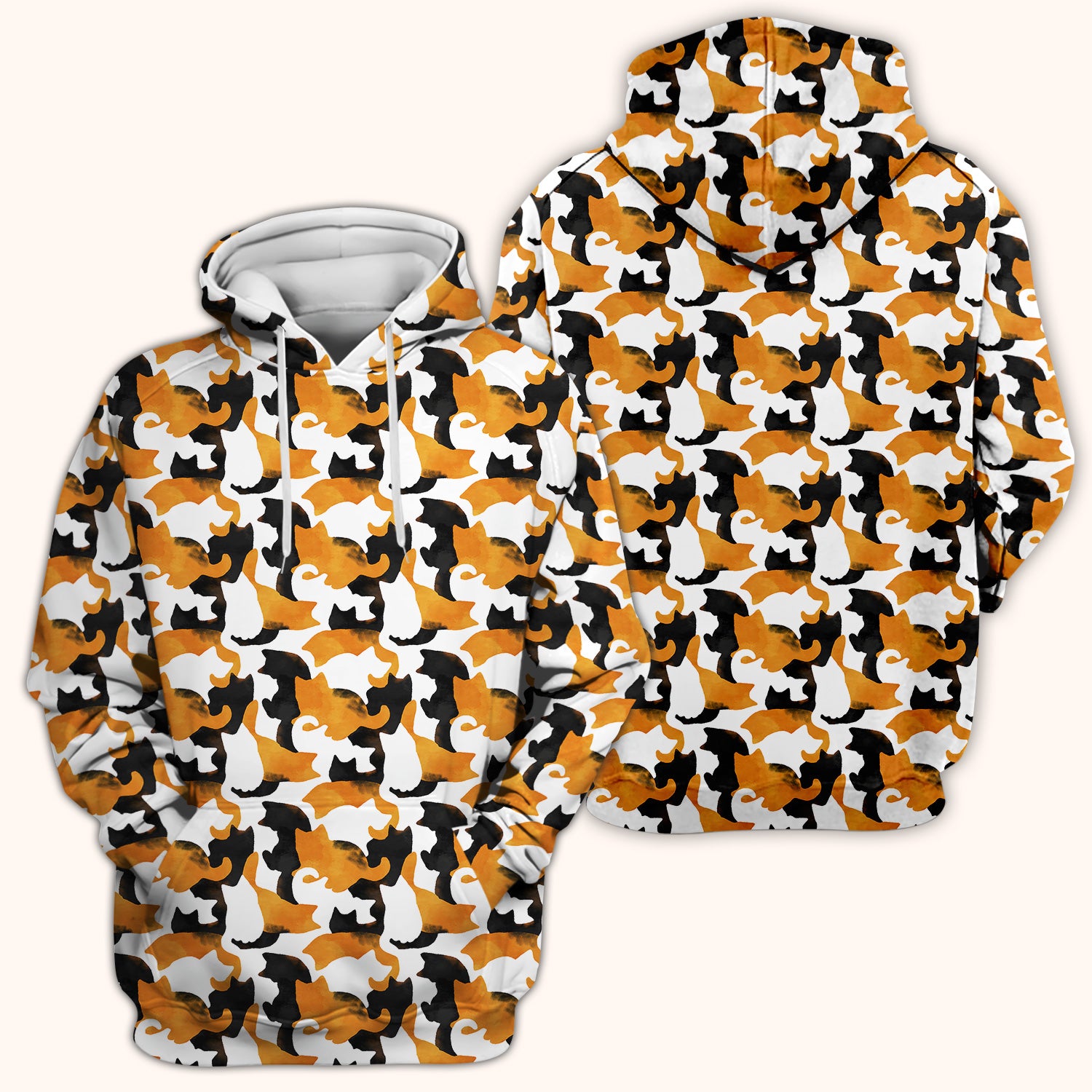 Calico Cat Silhouette Nurse Scrub Top for RN, CNA, Veterinary Staff, Cat Lover Uniform