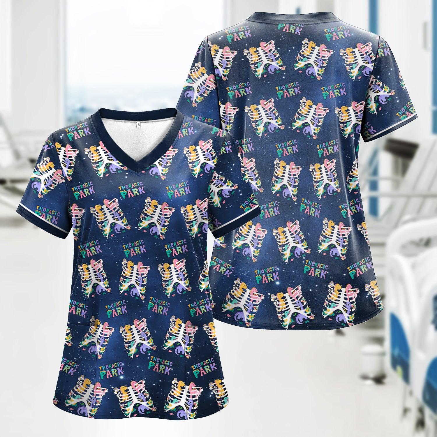 Funny Thoracic Park Nurse Shirt - Colorful Skeleton Rib Cage Medical T-Shirt - Gift for CNA, LPN, Medical Worker
