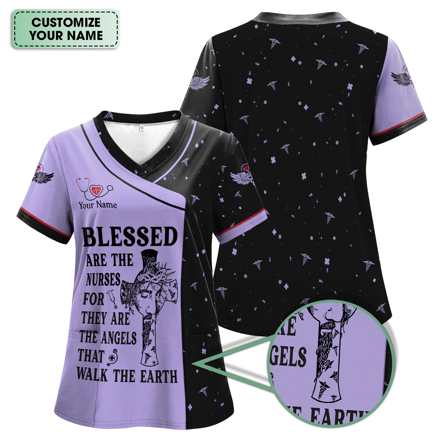 Personalized Christian Nurse Shirt - Blessed Are The Nurses Angel - Gift for Women RN LPN & Healthcare Workers