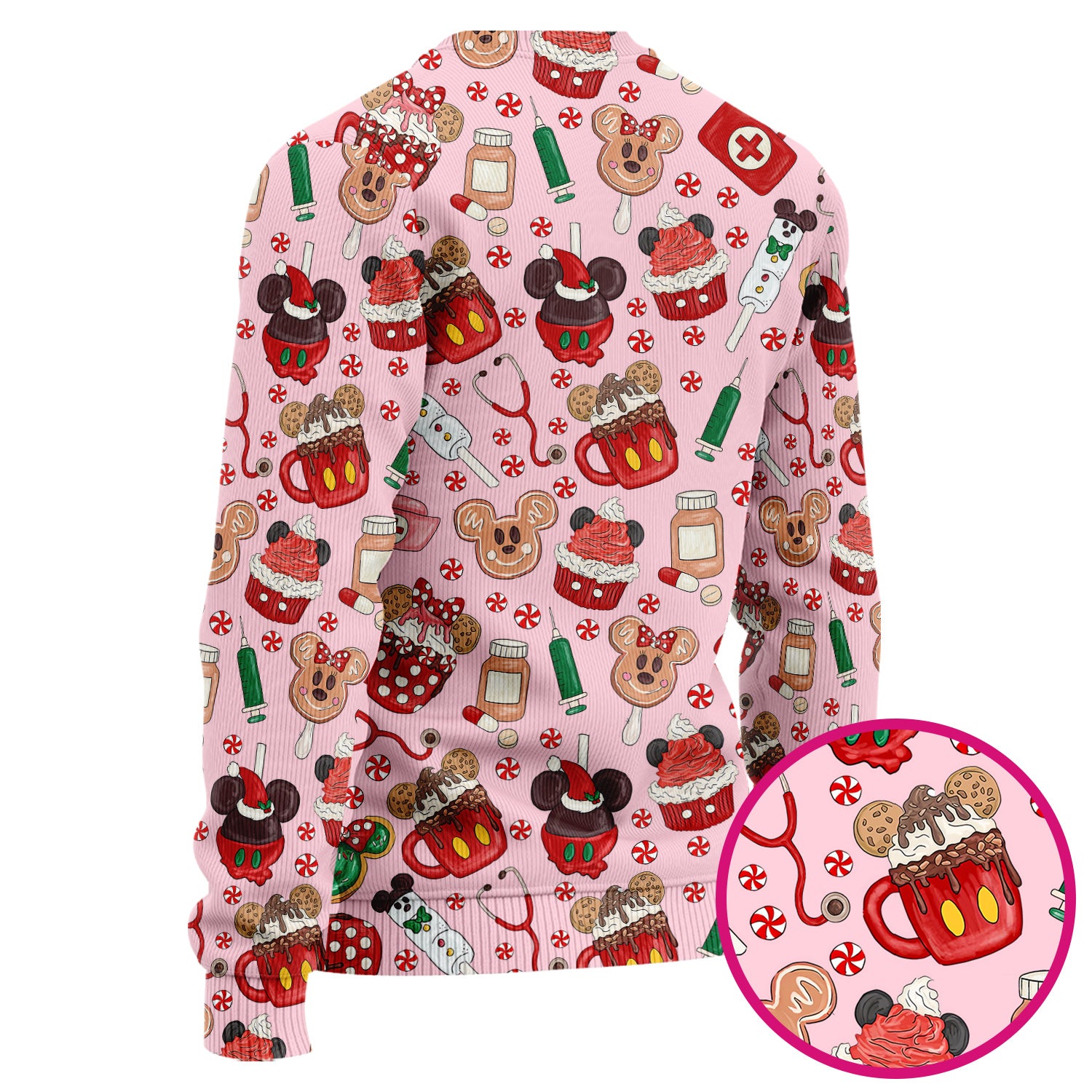 Gingerbread Christmas Comfortable Scrub Set for Nurses - Funny Cookies Candy Cupcake Pants and V Neck Top - Holiday Med Uniform