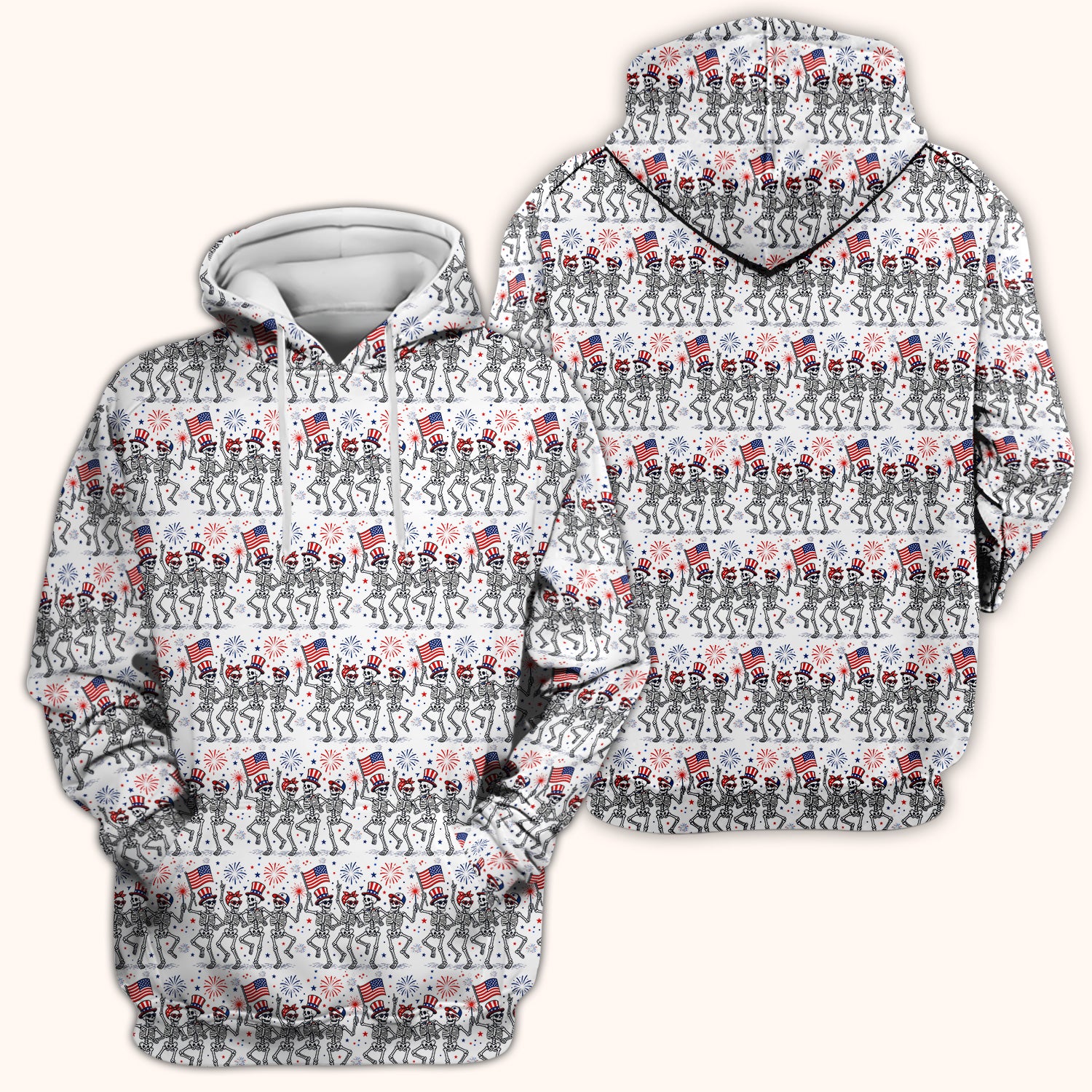 Funny Patriotic Skeleton Pattern, July 4 Medical Scrub Top, Comfortable Scrubs for Nurses