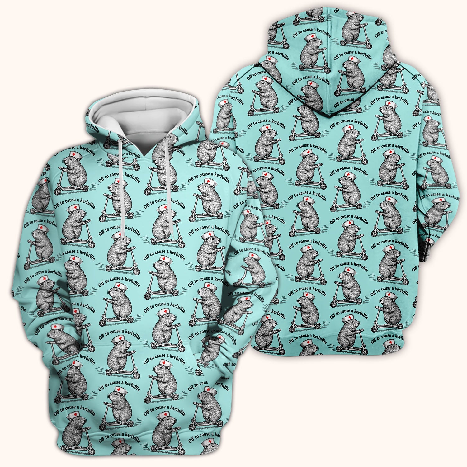 Funny Nurse Mouse Scooter Print Scrub Top, Comfortable Scrubs for Nurses