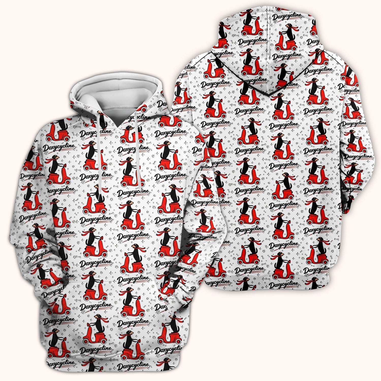 Funny Dachshund Riding Scooter Doxycycline Print Scrub Top ,Comfortable Scrubs for Nurses