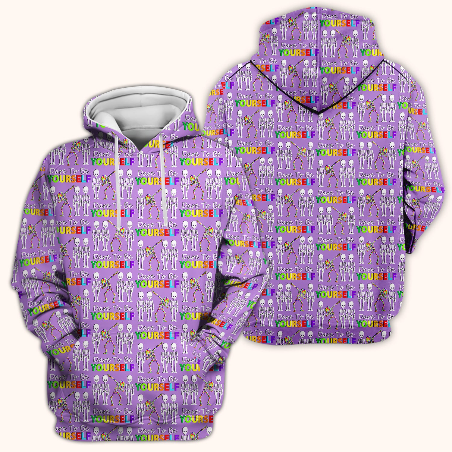 Rainbow Skeleton Dare To Be Yourself Pattern Scrubs Top, Comfortable Scrubs for Nurses
