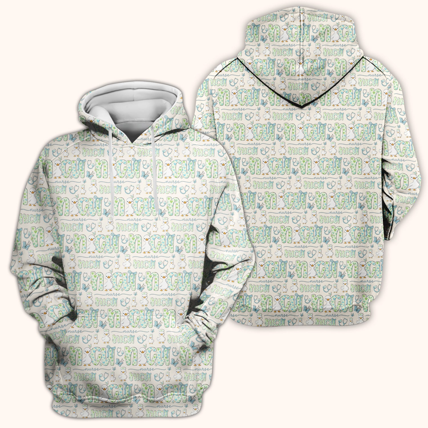 NICU Nurse Duck Pattern Scrub Top, Comfortable Scrubs for Nurses