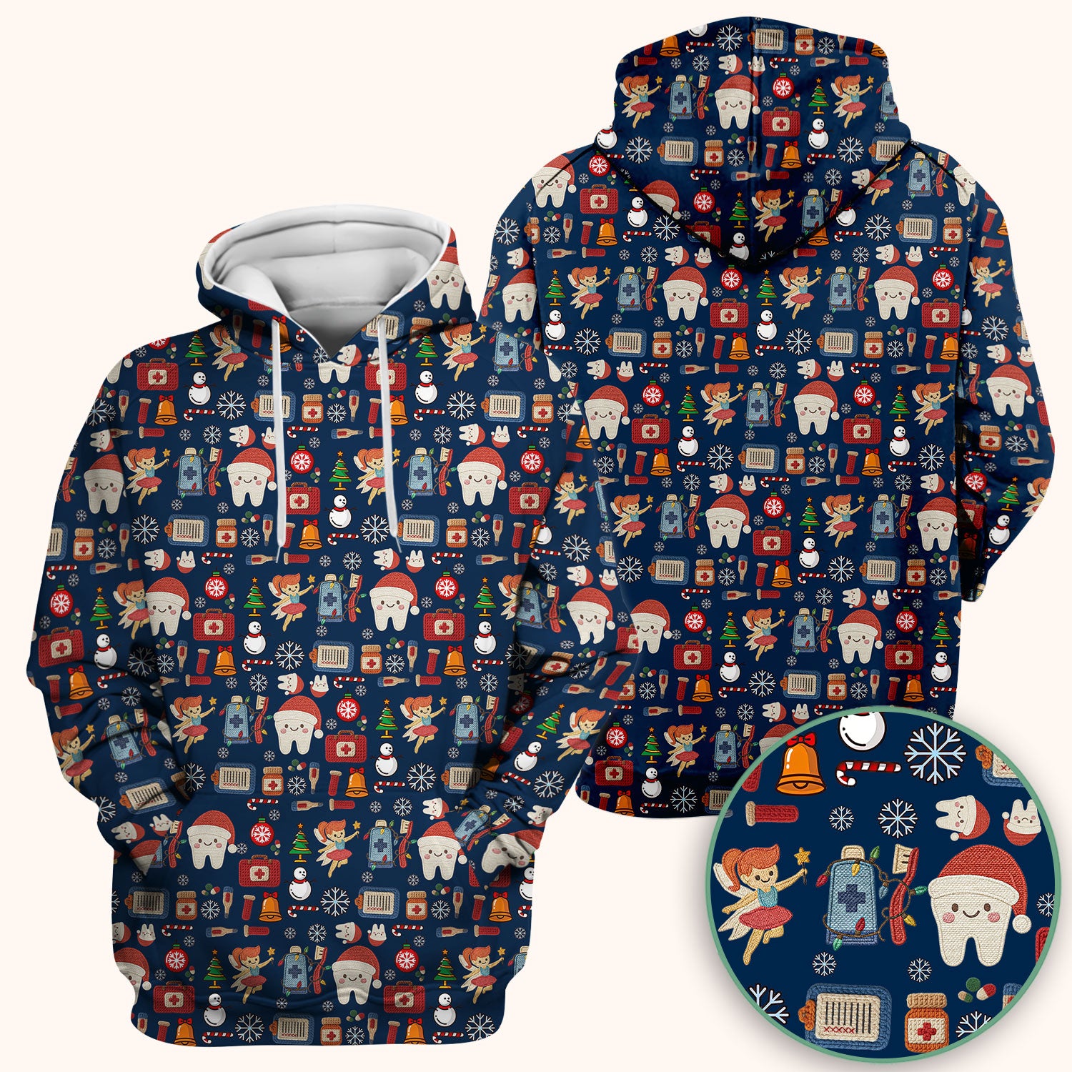 Christmas Dental Scrub Top - Cute Santa Tooth & Snowman Shirt - Festive Holiday Medical Uniform for Dentists, Hygienists & Nurses
