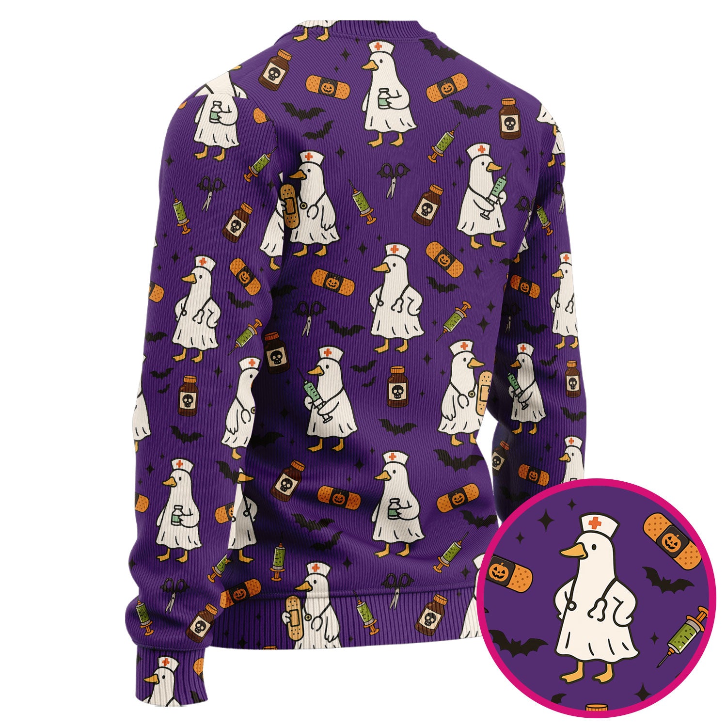 Goose Halloween Nurse Scrub Set - Quirky Duck Medical Pattern - Funny Spooky Nursing Outfit Gift for Women RN LPN CNA