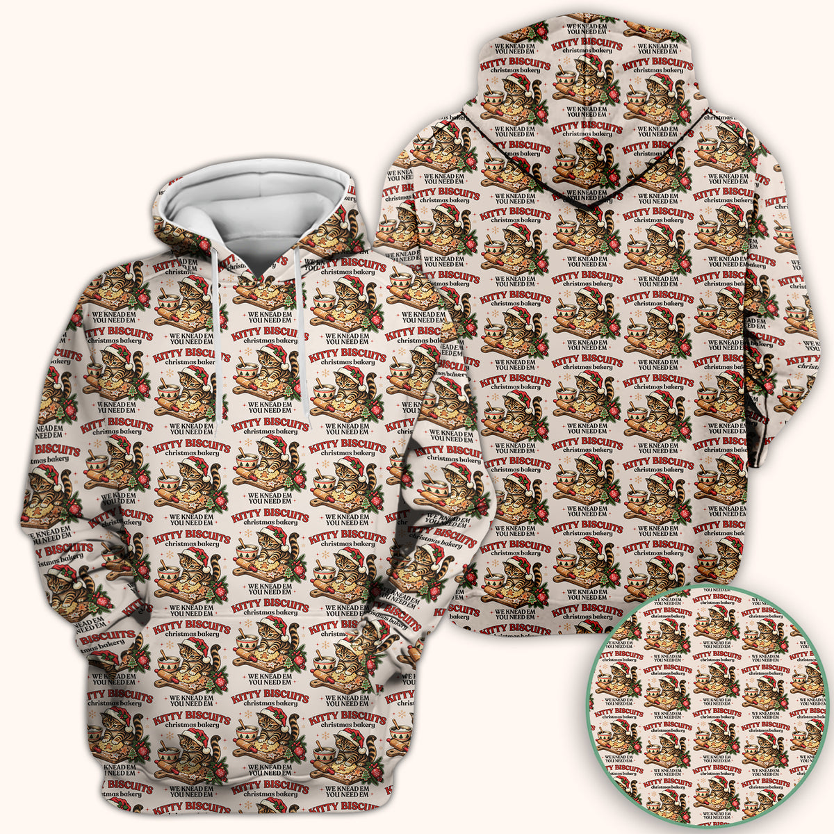 Christmas Santa And Gingerbread Pattern Scrub Top, Comfortable Scrubs for Nurses