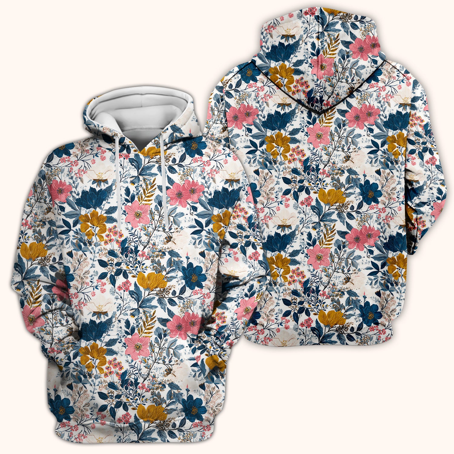 Elegant Floral Garden Bloom Pattern Scrub Top, Comfortable Scrubs for Nurses