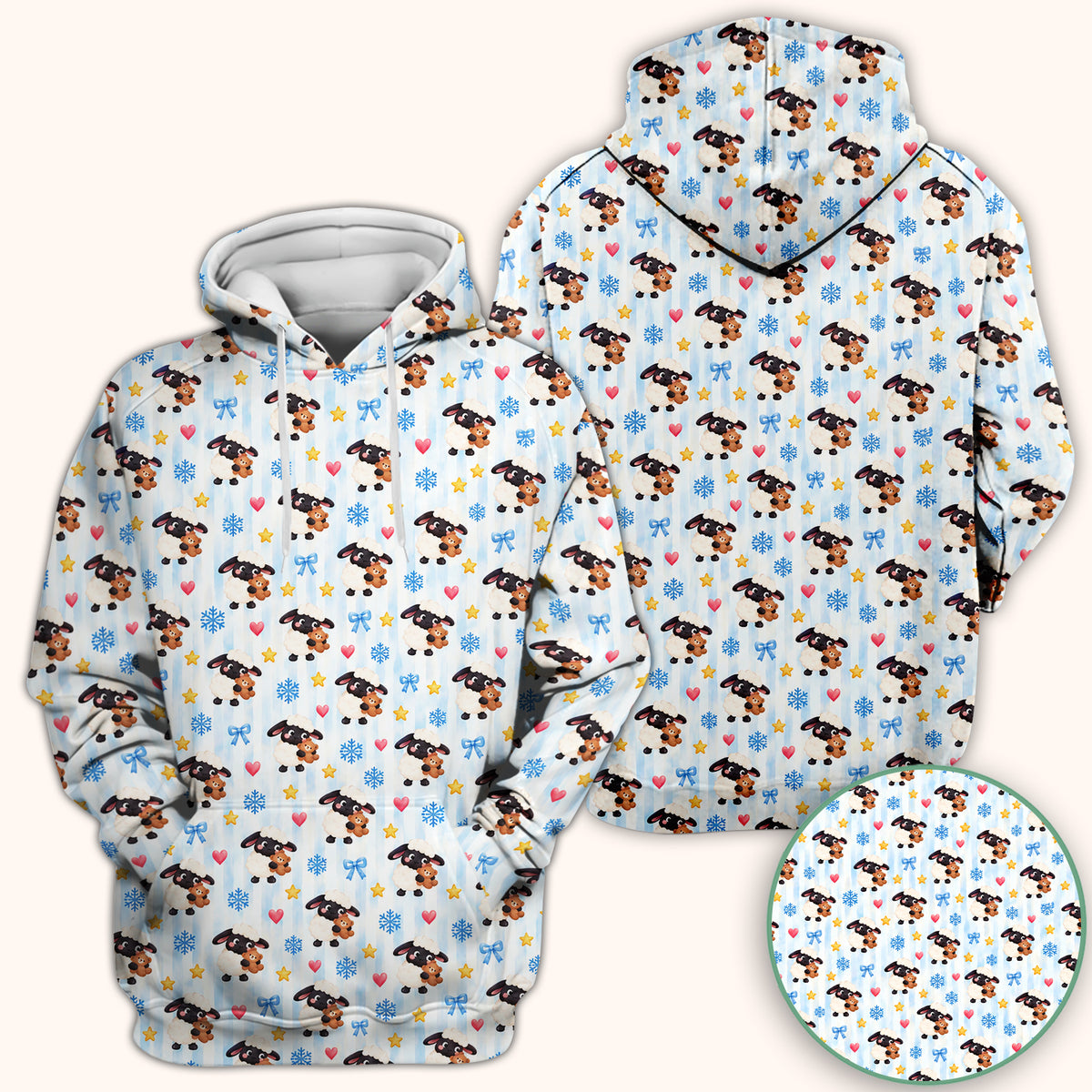 Cute Winter Lambs Holding Teddy Bears Scrub Top, Comfortable Scrubs for Nurses