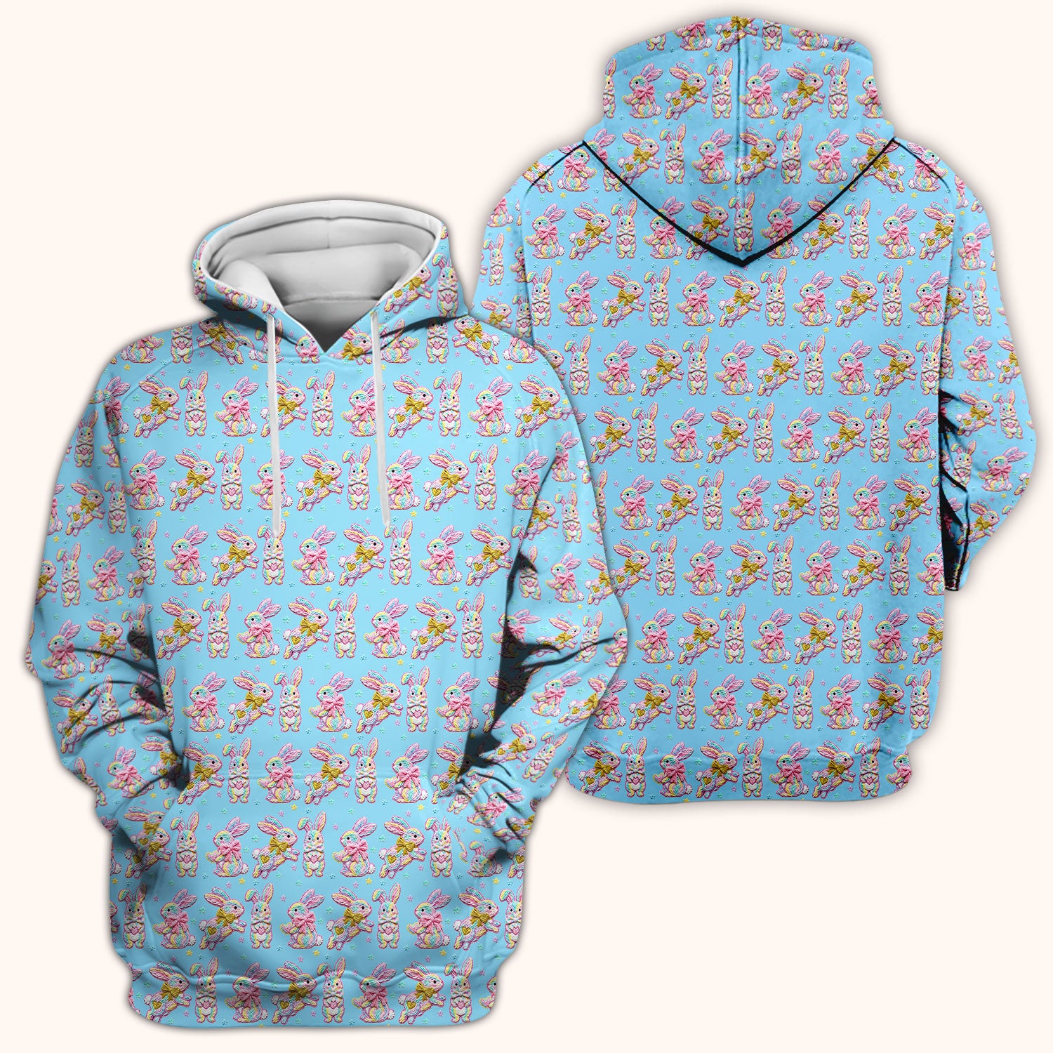 Cartoon Bunny All Over Print Scrub Top, Comfortable Scrubs for Nurses, Easter