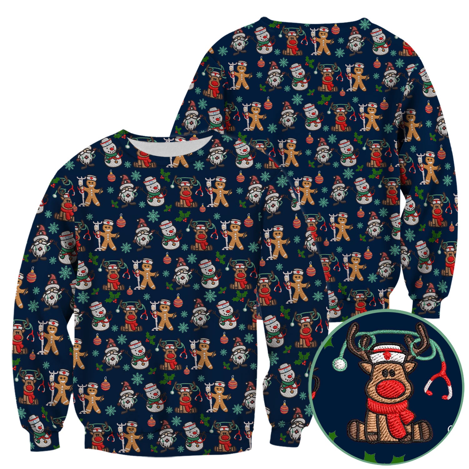 Reindeer Xmas Scrubs for Women - Gingerbread Cookies Shirts - Comfortable Scrubs for Nurses - Breathable Nursing Uniform