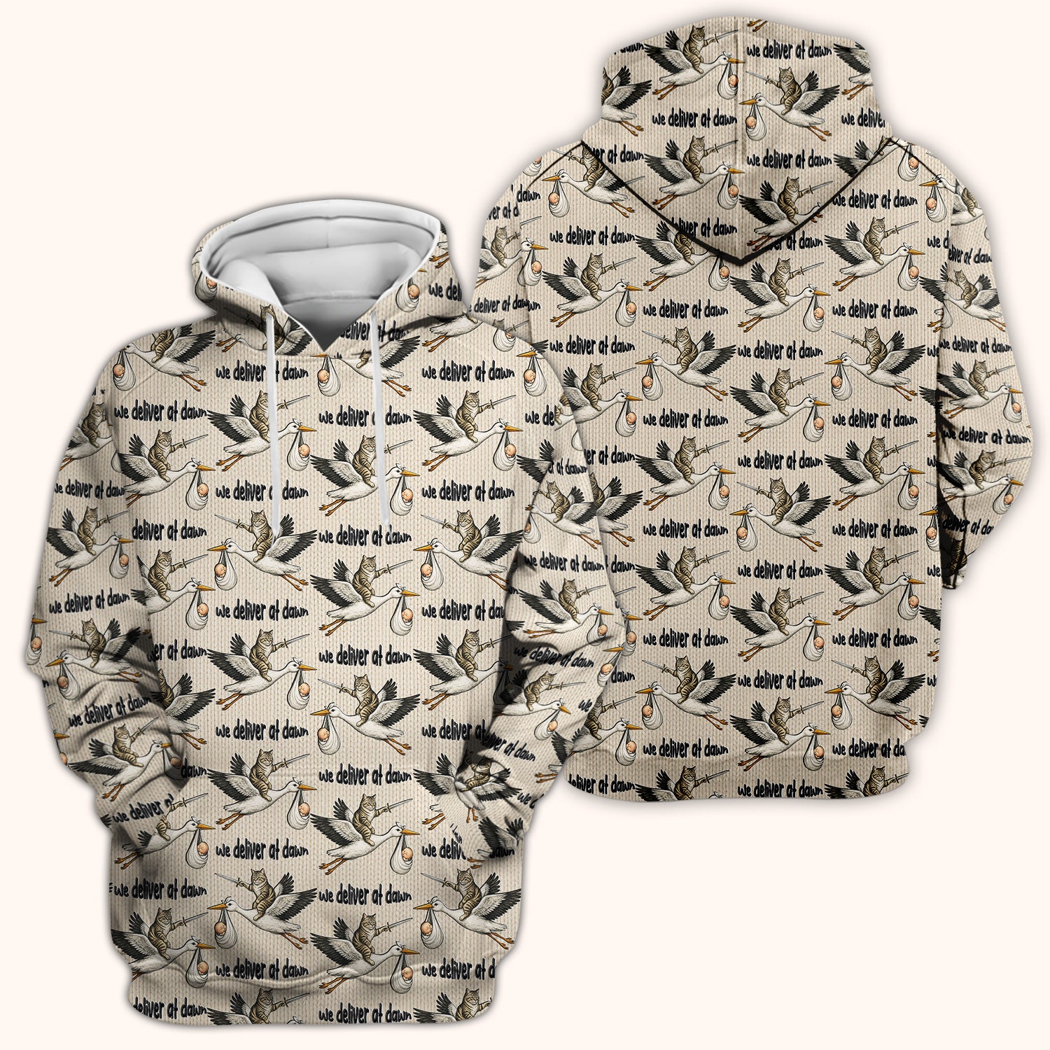 Funny Stork Cat Delivery Pattern Scrub Top, Comfortable Scrubs for Nurses