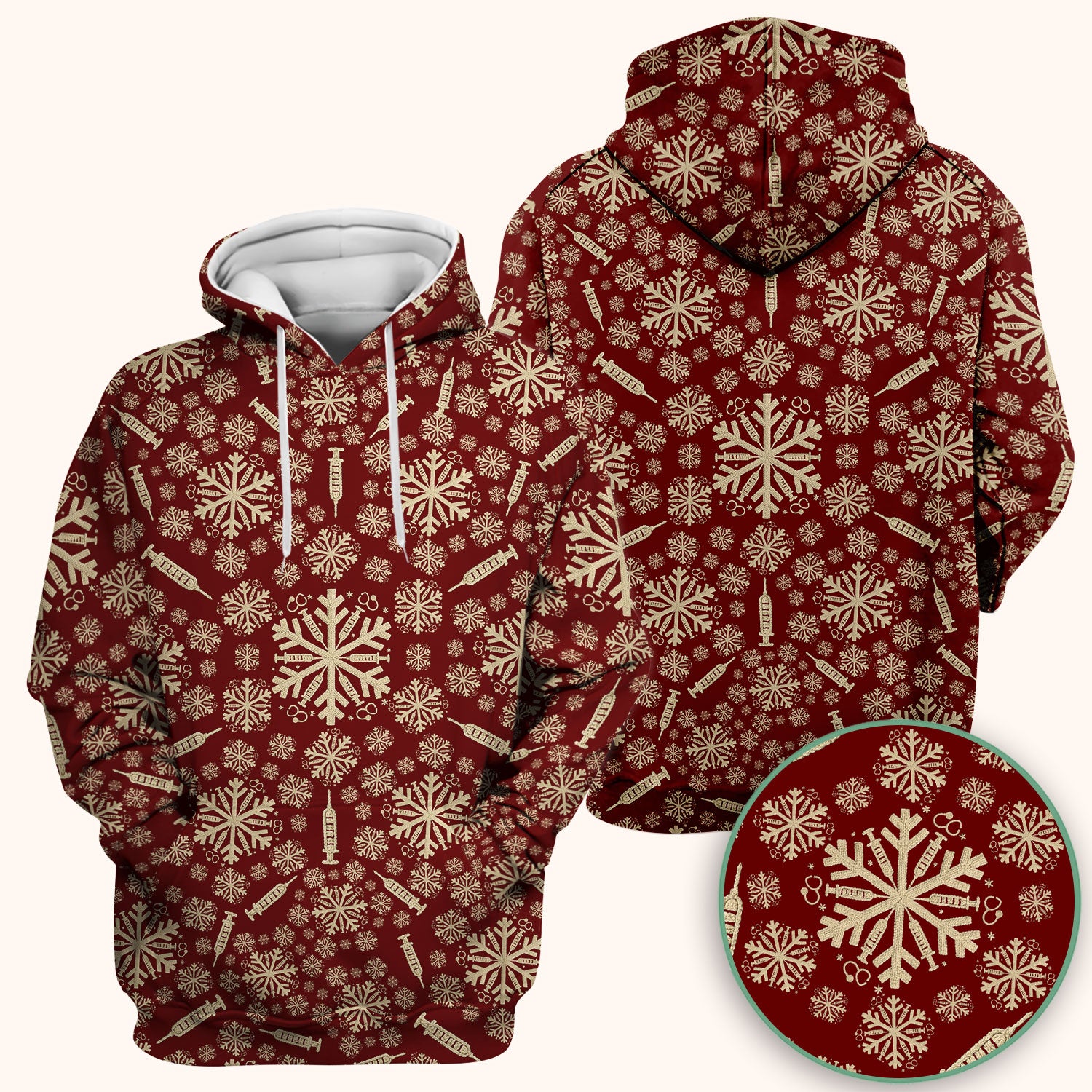 Snowflake Syringe Scrubs for Women - Festive Medical Top - Funny Christmas Scrub Shirt for Nurse - Holiday Gift