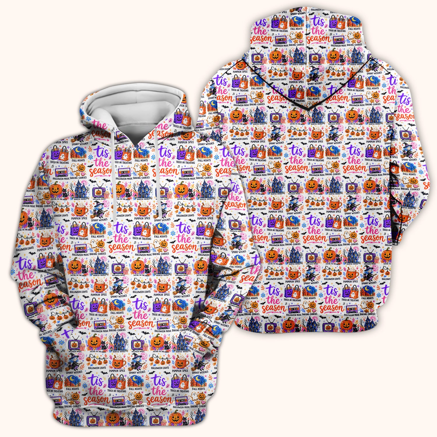 Pumpkin Ghost Spooky Season Print Scrub Top, Comfortable Scrubs for Nurses