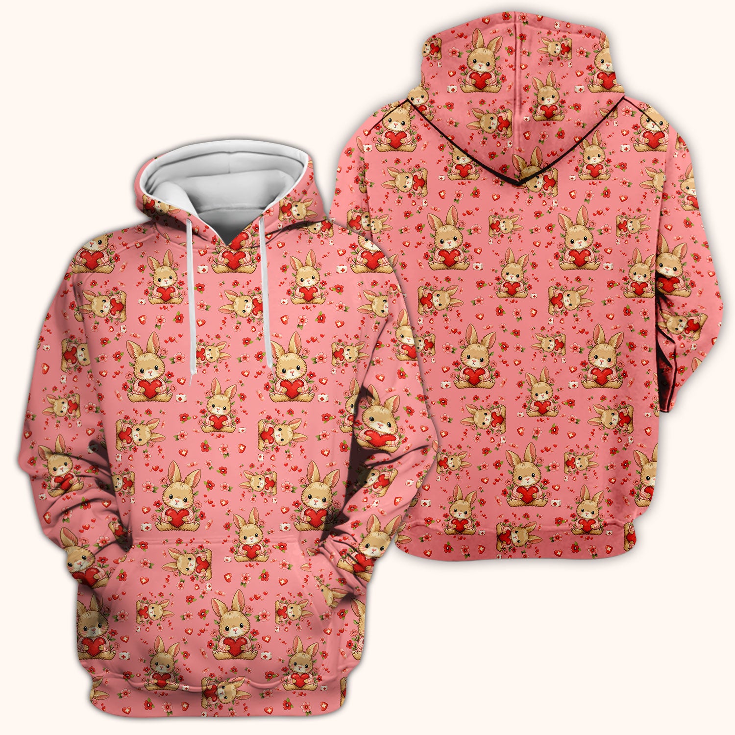 Adorable Bunny Heart Healthcare Design Scrub Top, Comfortable Scrubs for Nurses, Easter