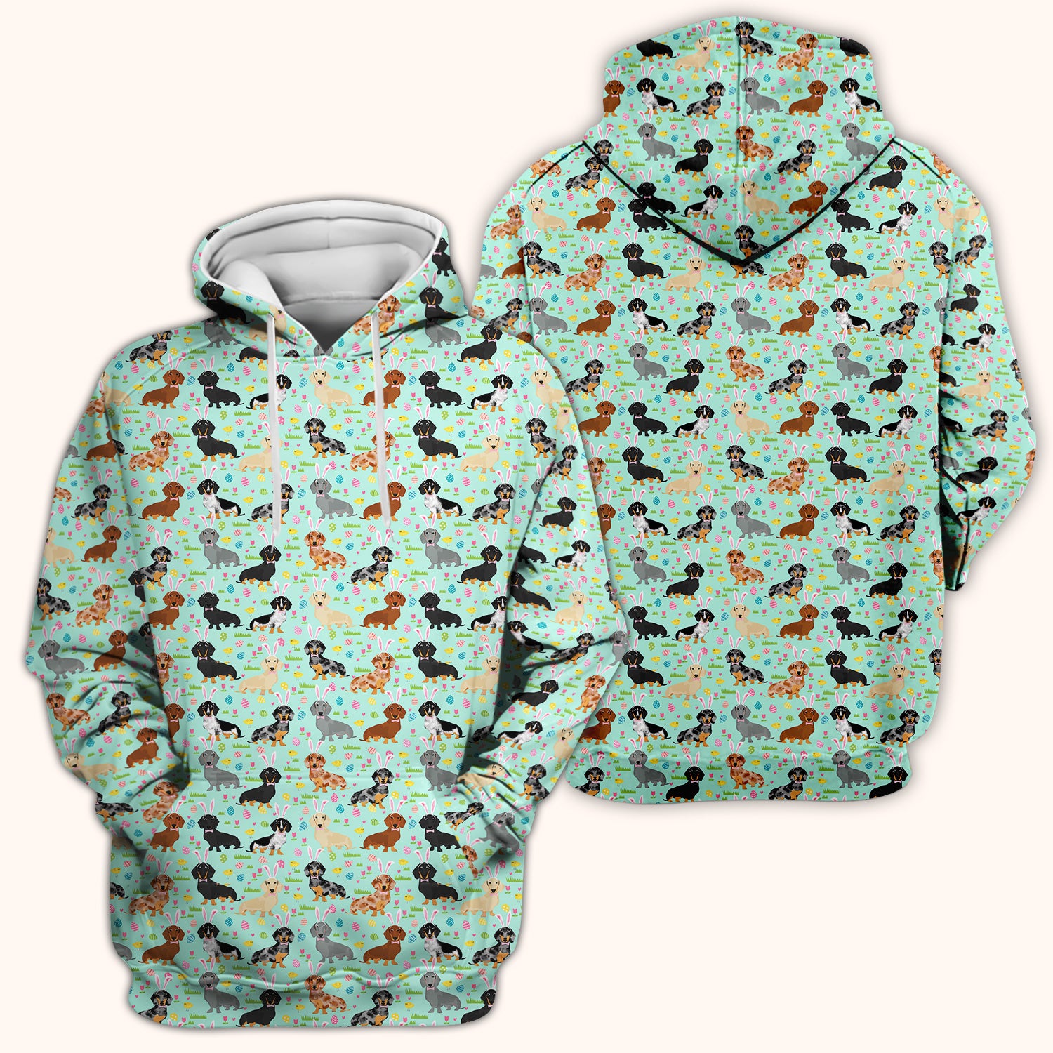 Easter Dachshund Dog Pattern Scrub Top, Comfortable Scrubs for Nurses