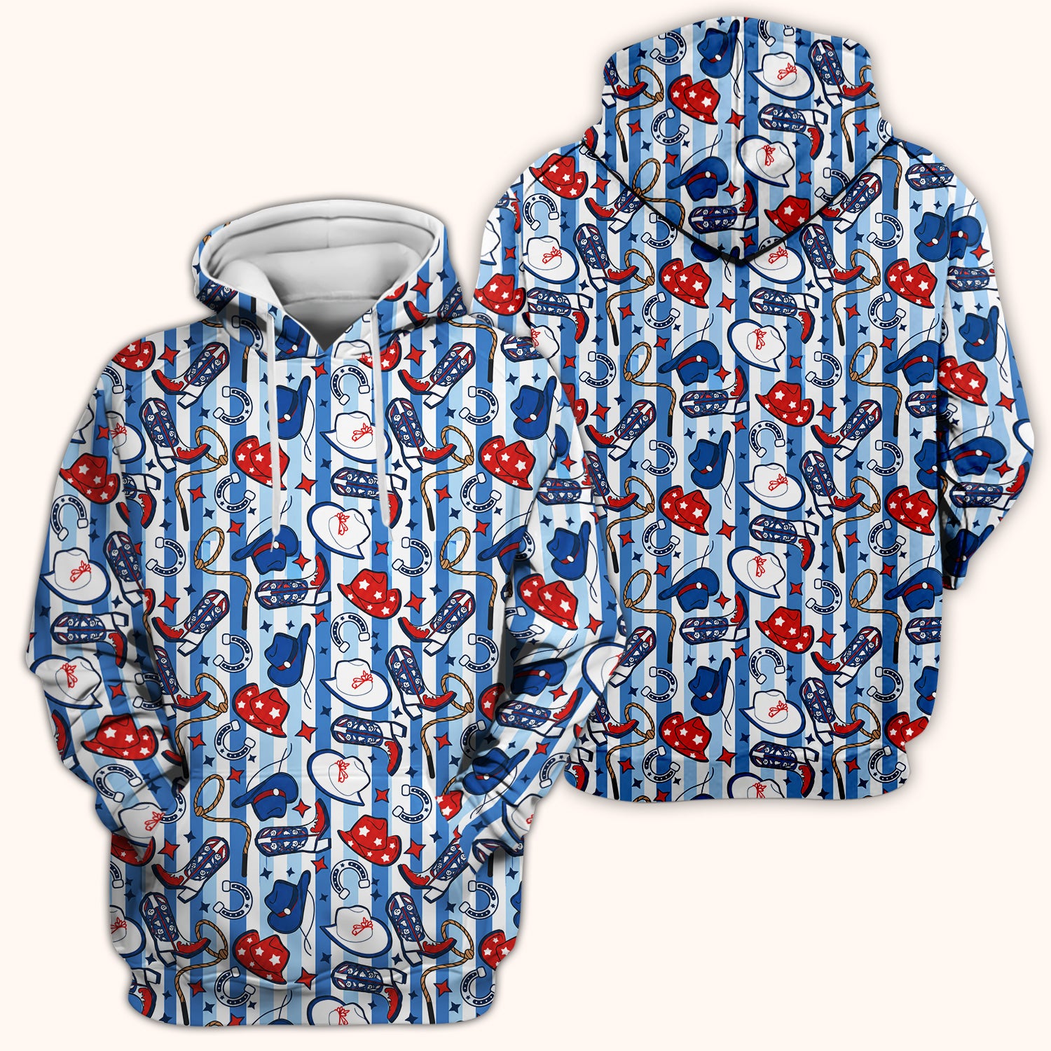 Western Cowboy Boots And Hats Print Scrub Top, Comfortable Scrubs for Nurses