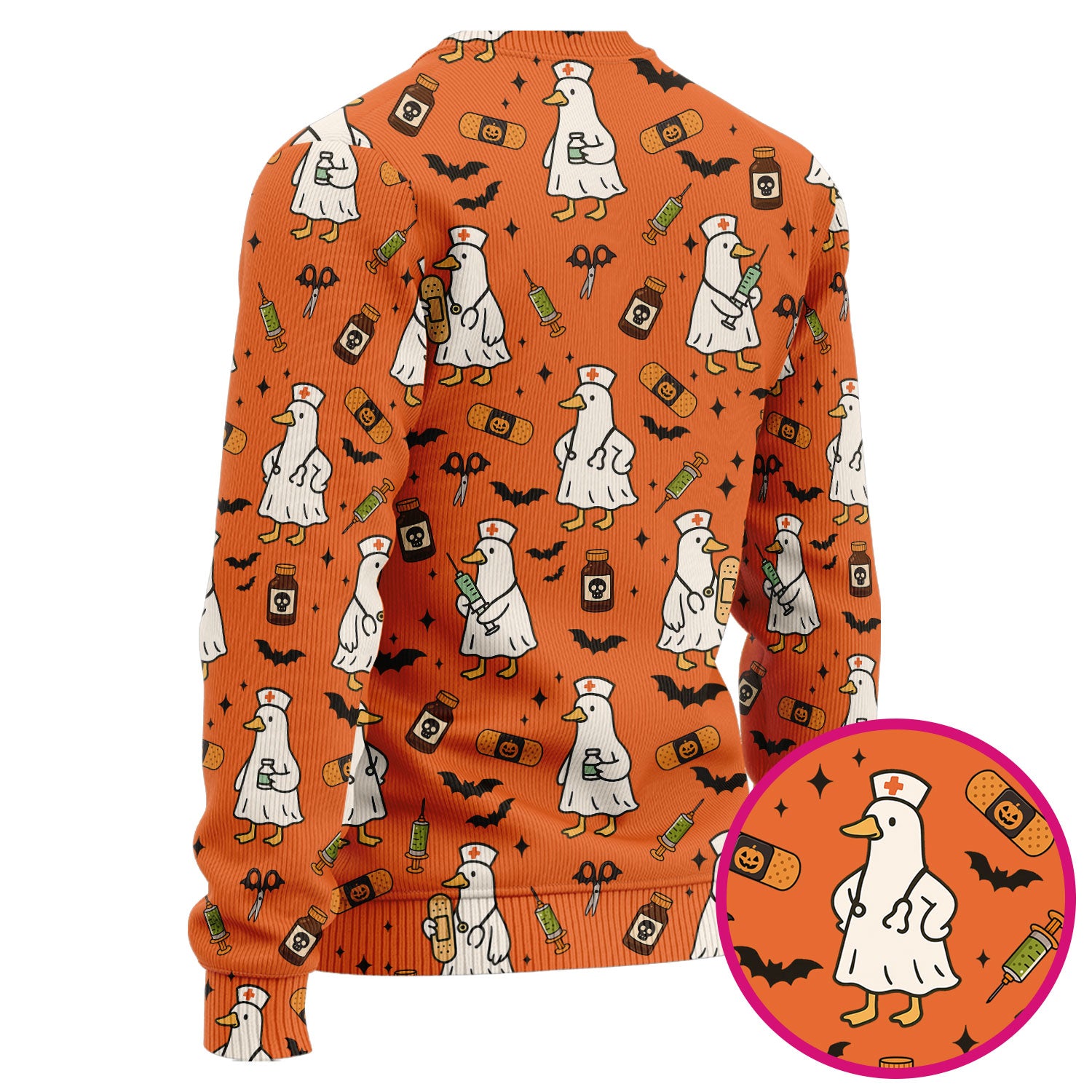 Goose Halloween Nurse Scrub Set - Quirky Duck Medical Pattern - Funny Spooky Nursing Outfit Gift for Women RN LPN CNA