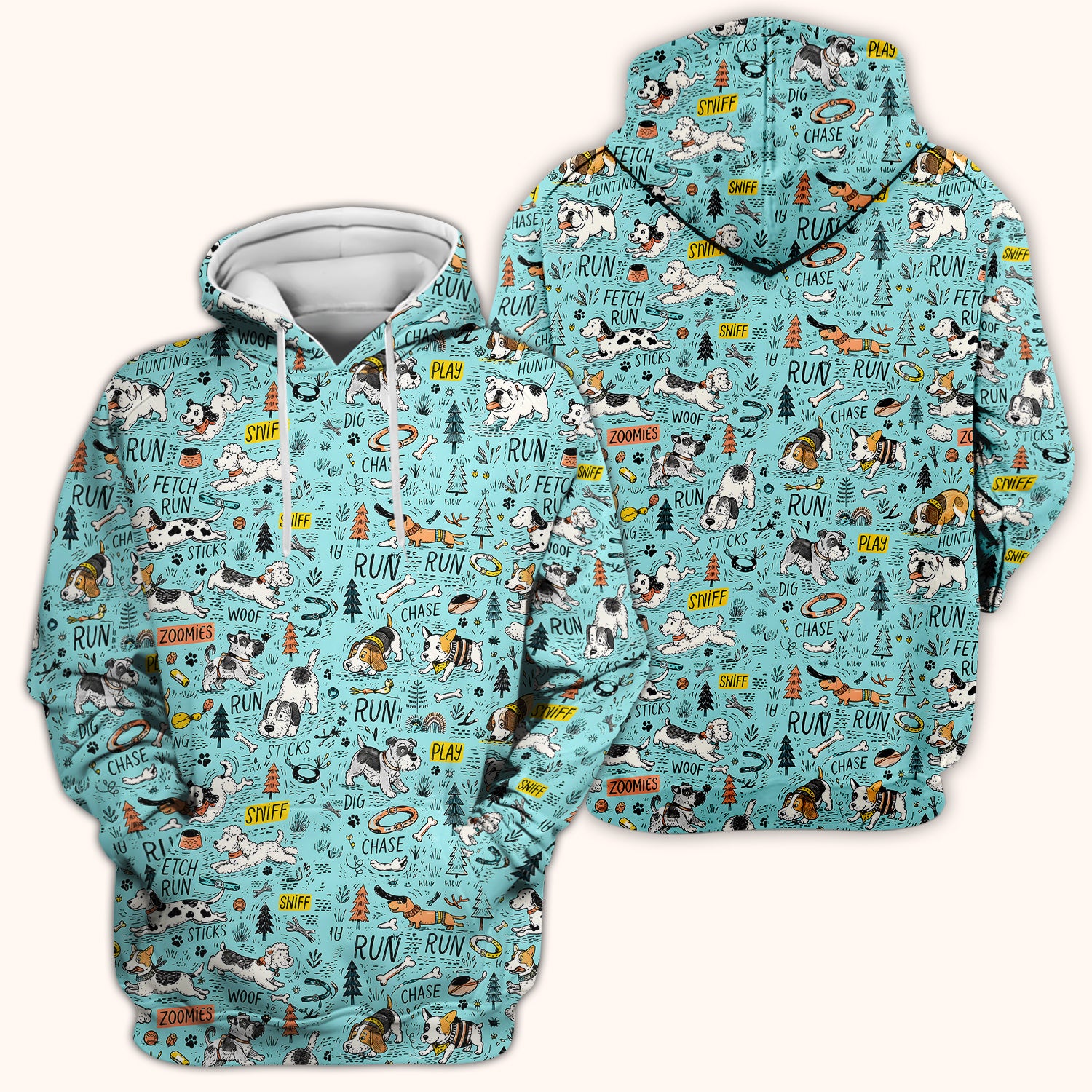 Playful Cartoon Puppy Adventure Pattern Scrub Top, Comfortable Scrubs for Nurses