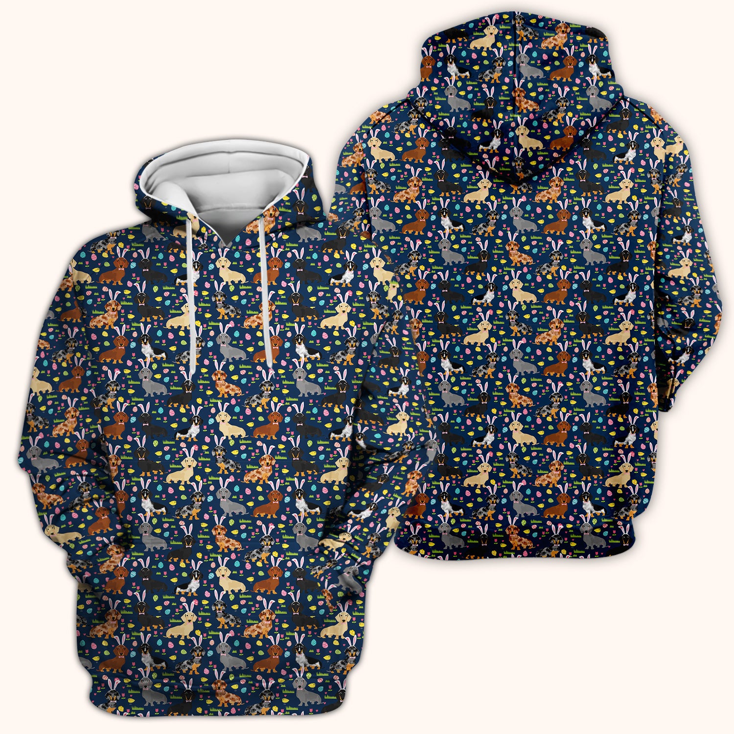 Easter Dachshund Dog Pattern Scrub Top, Comfortable Scrubs for Nurses