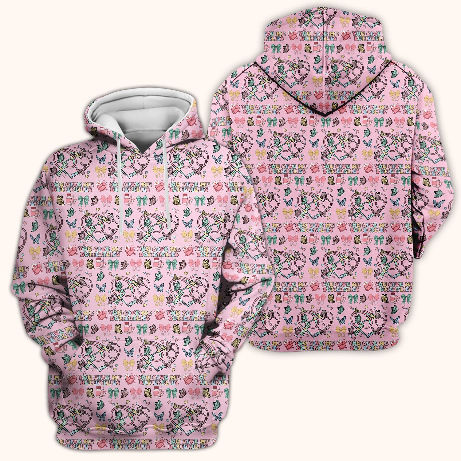 Butterfly Heart Valentine Medical Pattern Scrub Top, Comfortable Scrubs for Nurses