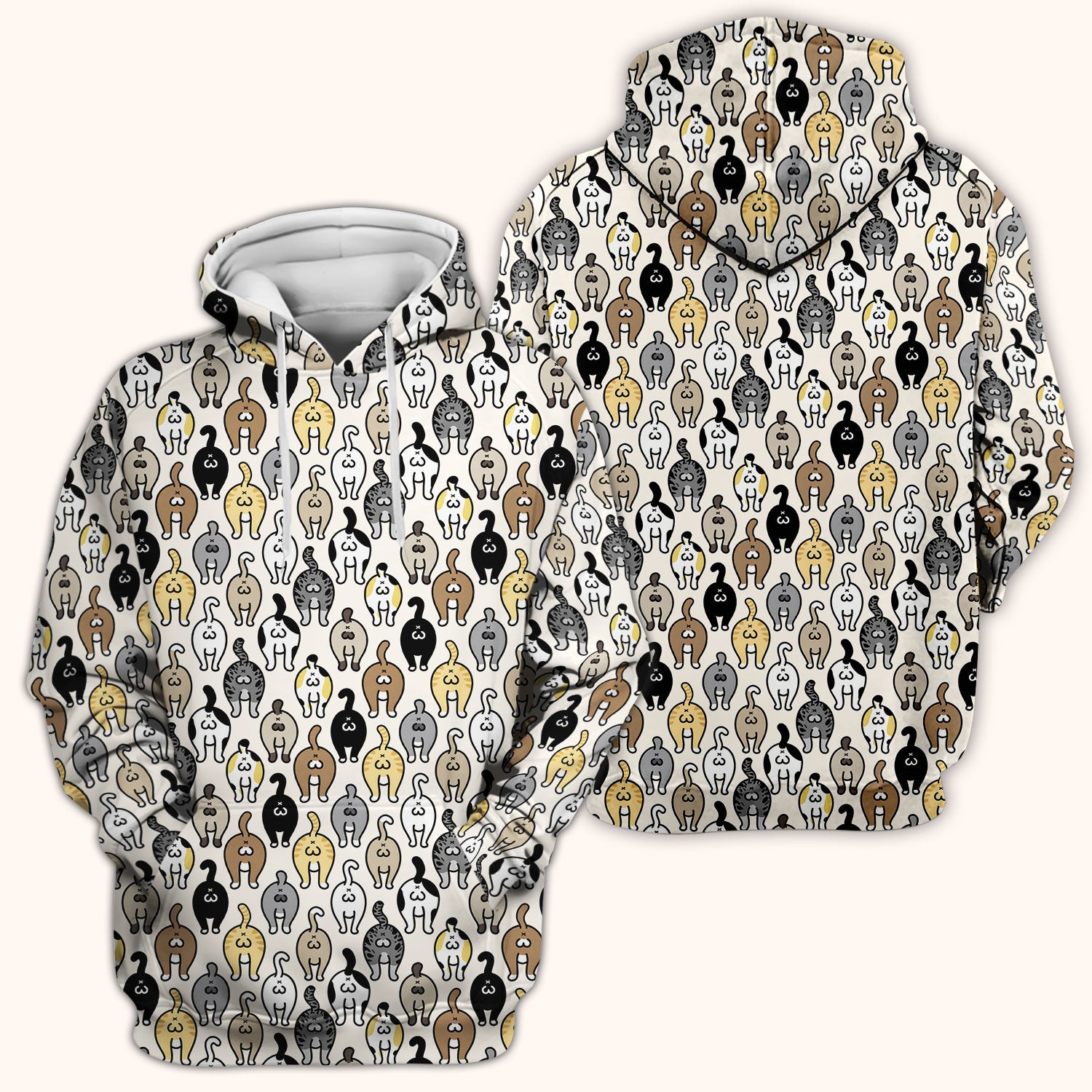 Cat Lover Nurse Scrub Top, Funny Cat Butt Pattern Medical Shirt, Breathable Fabrics Nursing Uniform