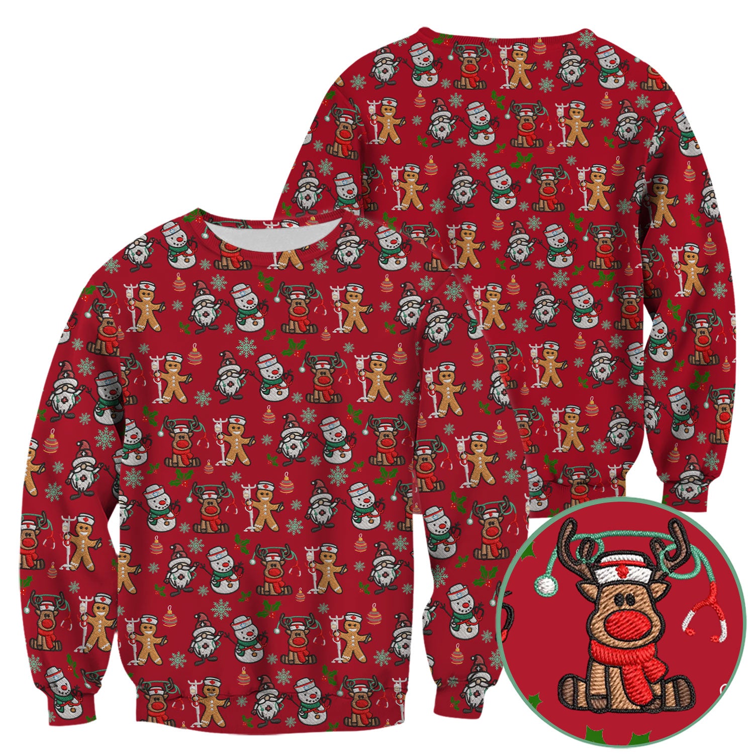 Reindeer Xmas Scrubs for Women - Gingerbread Cookies Shirts - Comfortable Scrubs for Nurses - Breathable Nursing Uniform
