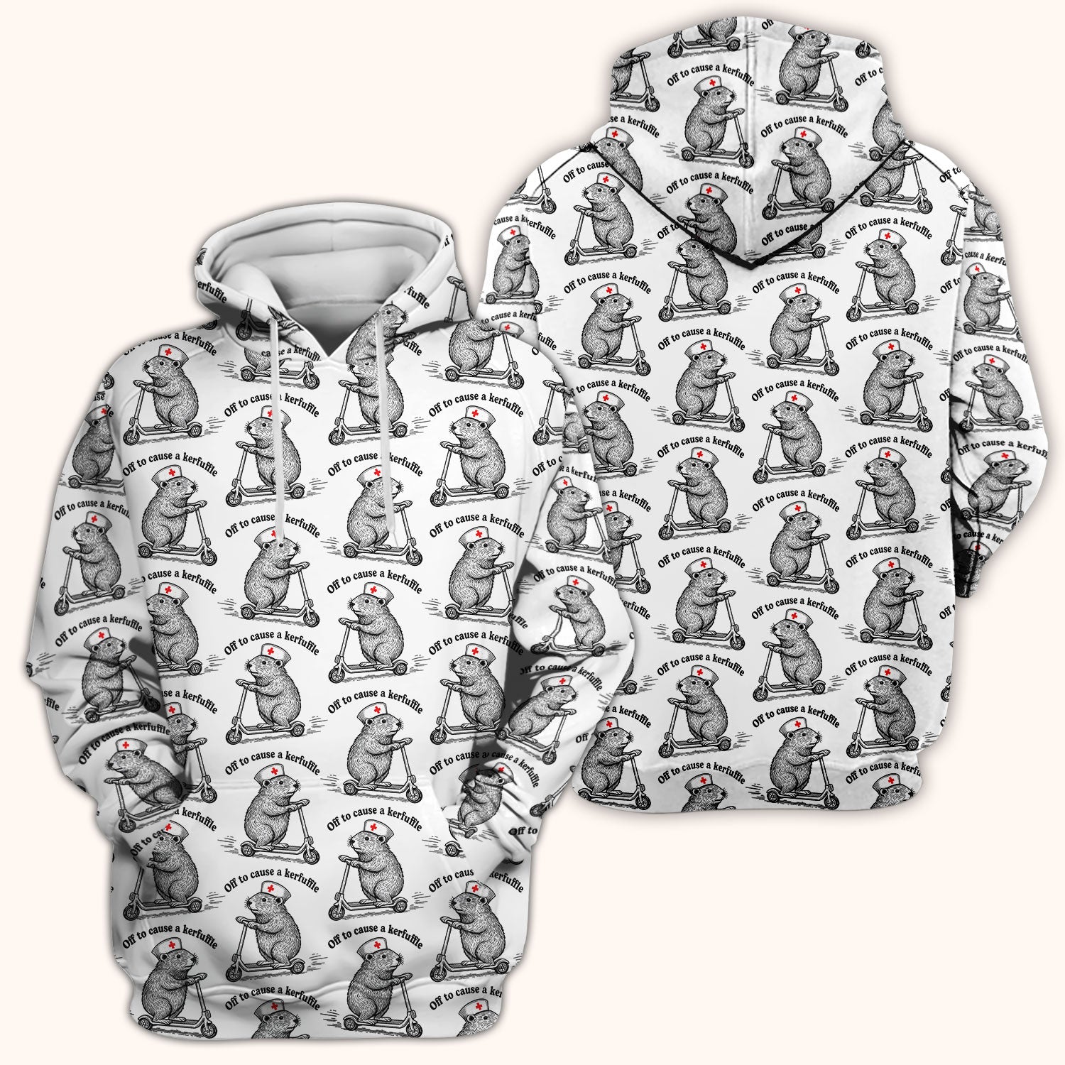 Funny Nurse Mouse Scooter Print Scrub Top, Comfortable Scrubs for Nurses