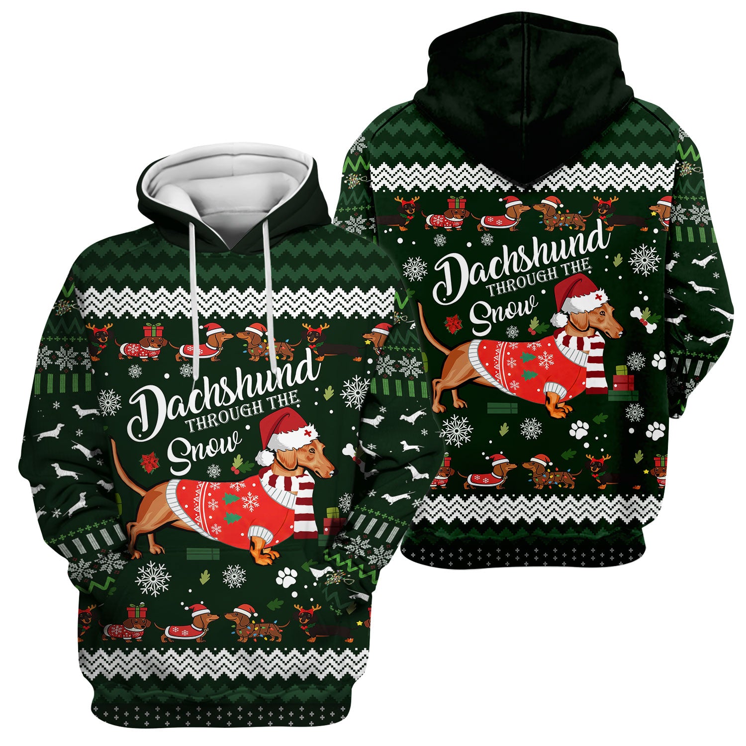 Dachshund Through the Snow - Funny Christmas Scrub Top - Wiener Dog Lover Gift - Holiday Medical Uniform