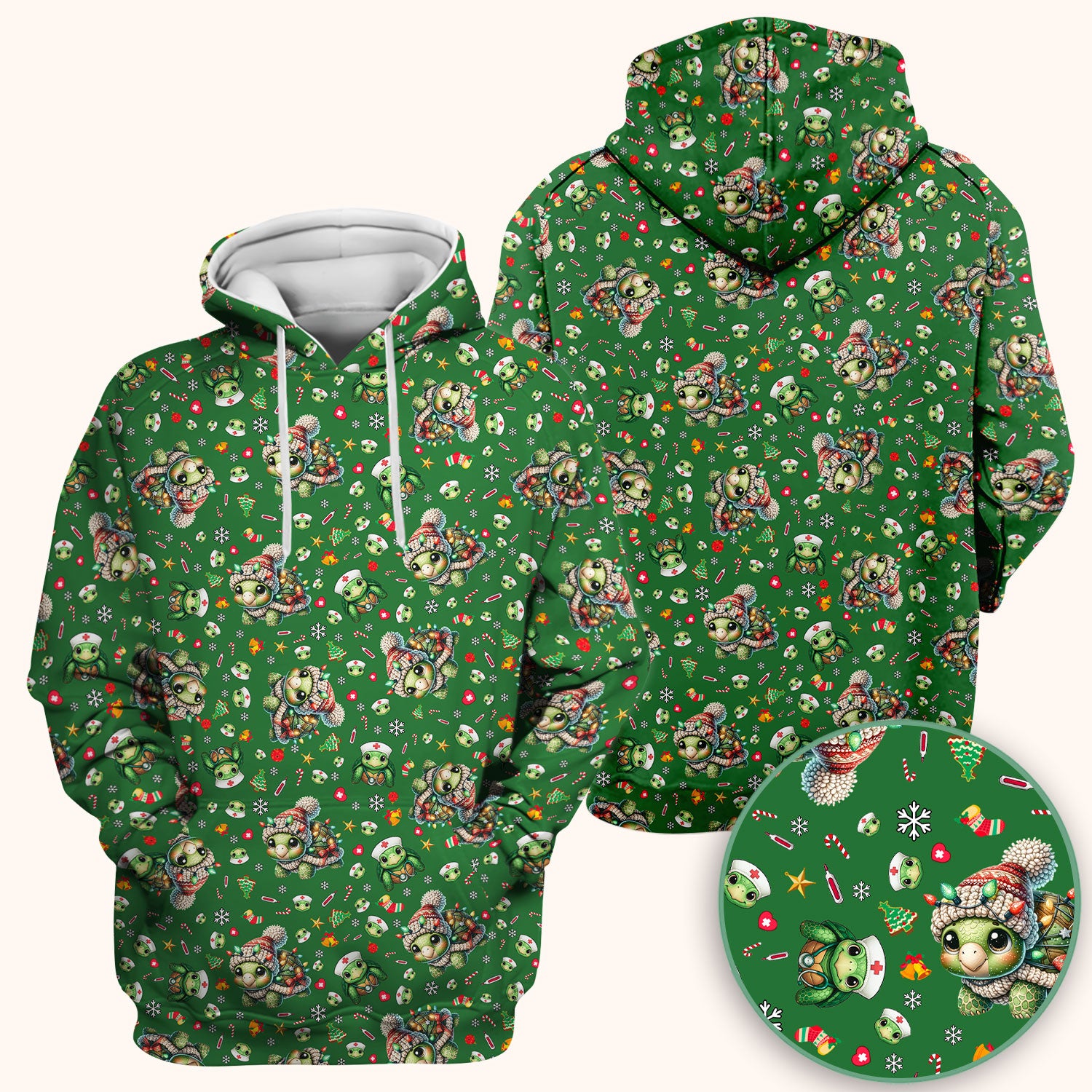 Christmas Turtle Scrub Top - Cute Funny Nurse Shirt - Holiday Medical Uniform for Women RN LPN CNA Gift Idea