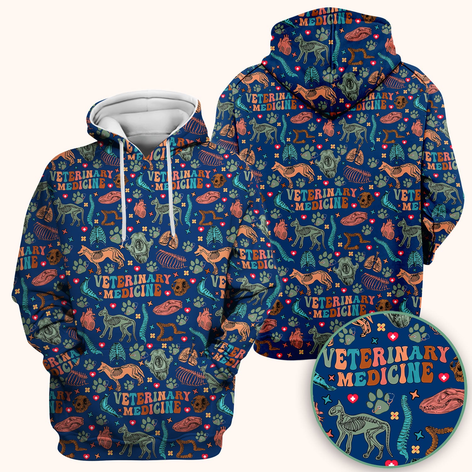 Vet Tech Scrub Top - Veterinary Medicine Pattern - Animal Medical Uniform for Women Nurse Gift